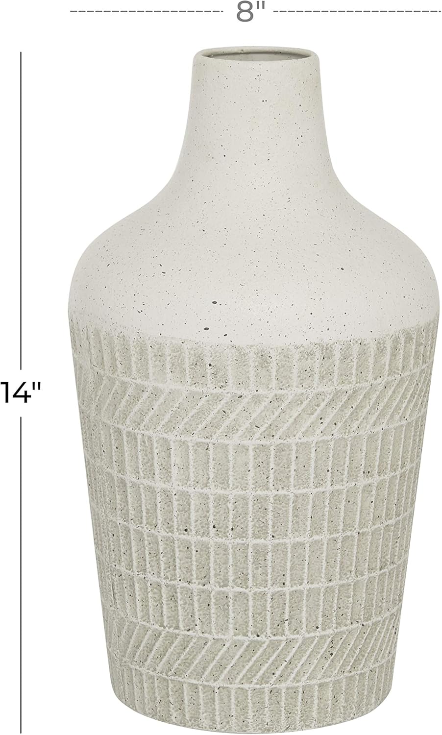 Deco 79 Jarrón con textura de metal, 8 x 8 x 13 pulgadas, blanco
