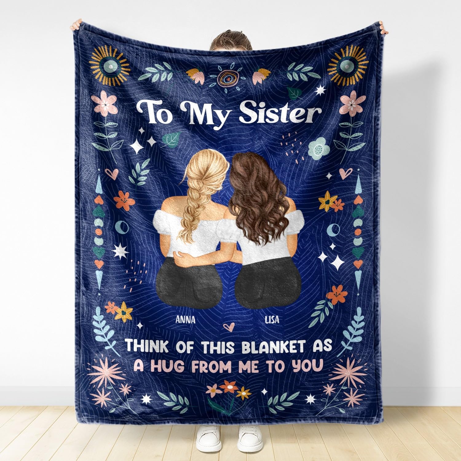 Piensa en esta manta  Regalo para hermanas  Manta de forro polar personalizada  Las mejores ideas de mantas personalizadas con nombre para ti, alma