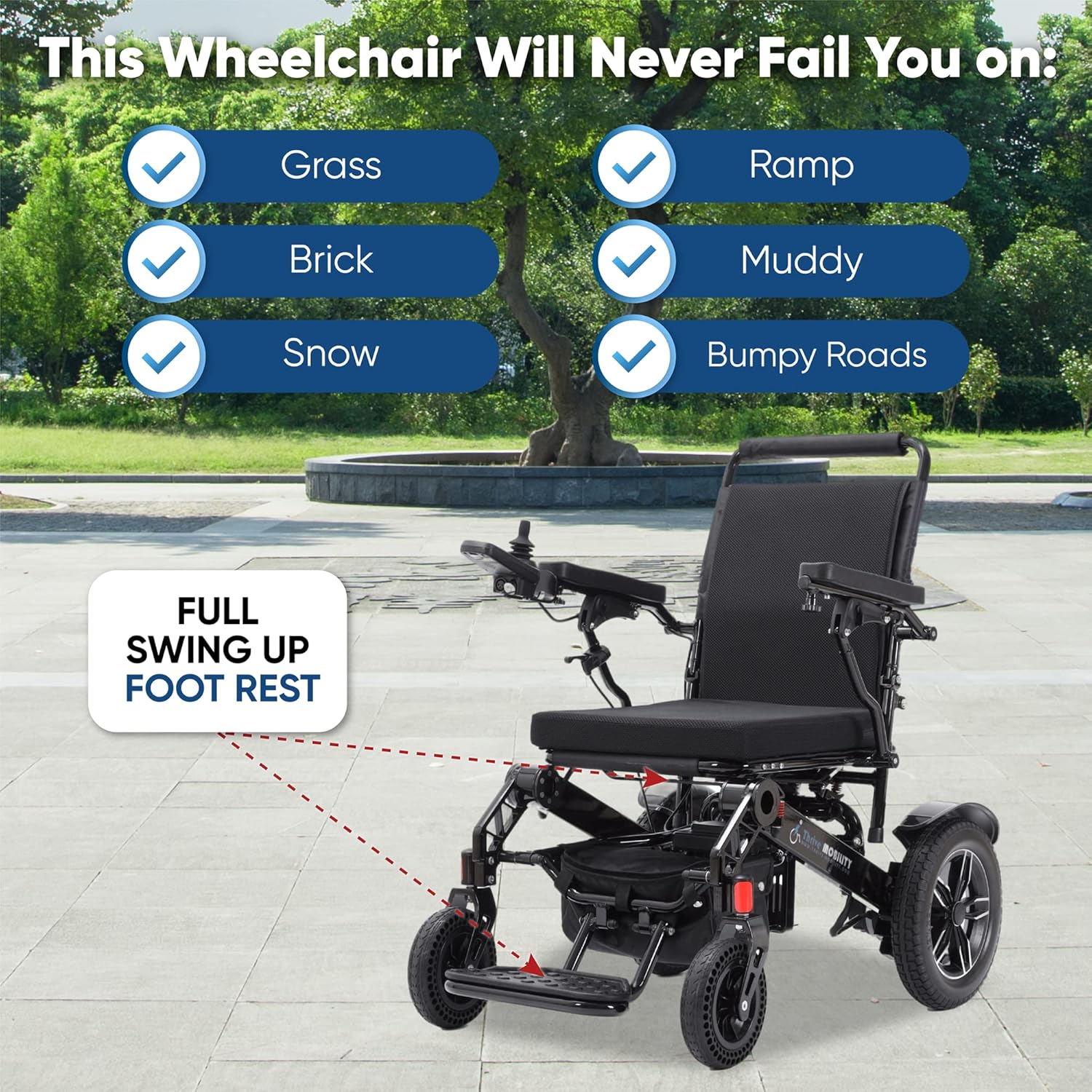 Thrive Mobility Sillas de ruedas eléctricas plegables y de viaje para adultos mayores, silla de ruedas motorizadas (negro, 17 pulgadas de ancho de