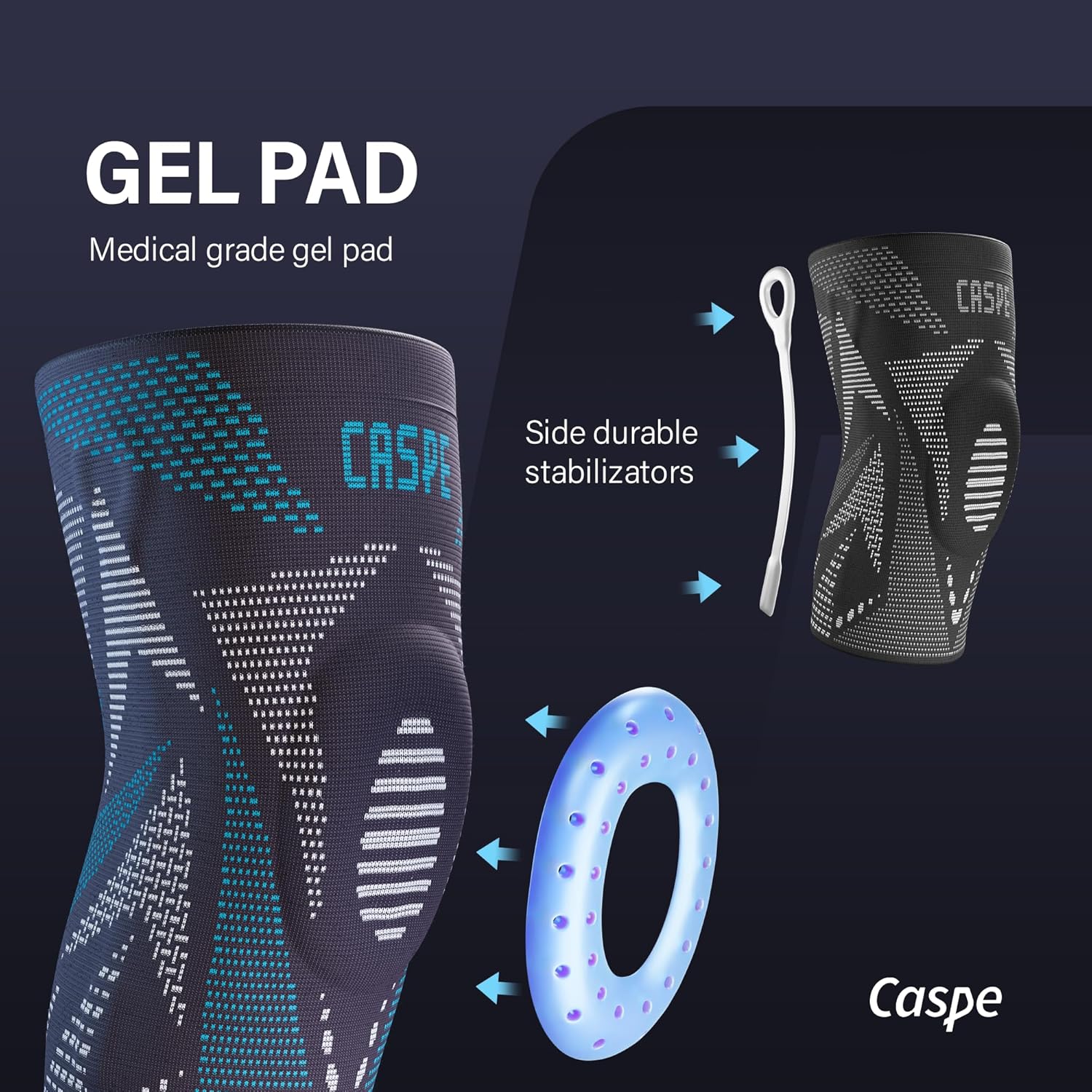 Rodillera de compresión para mujeres y hombres, para dolor de rodilla, soporte de rodilla con almohadilla de gel para rótula y estabilizador