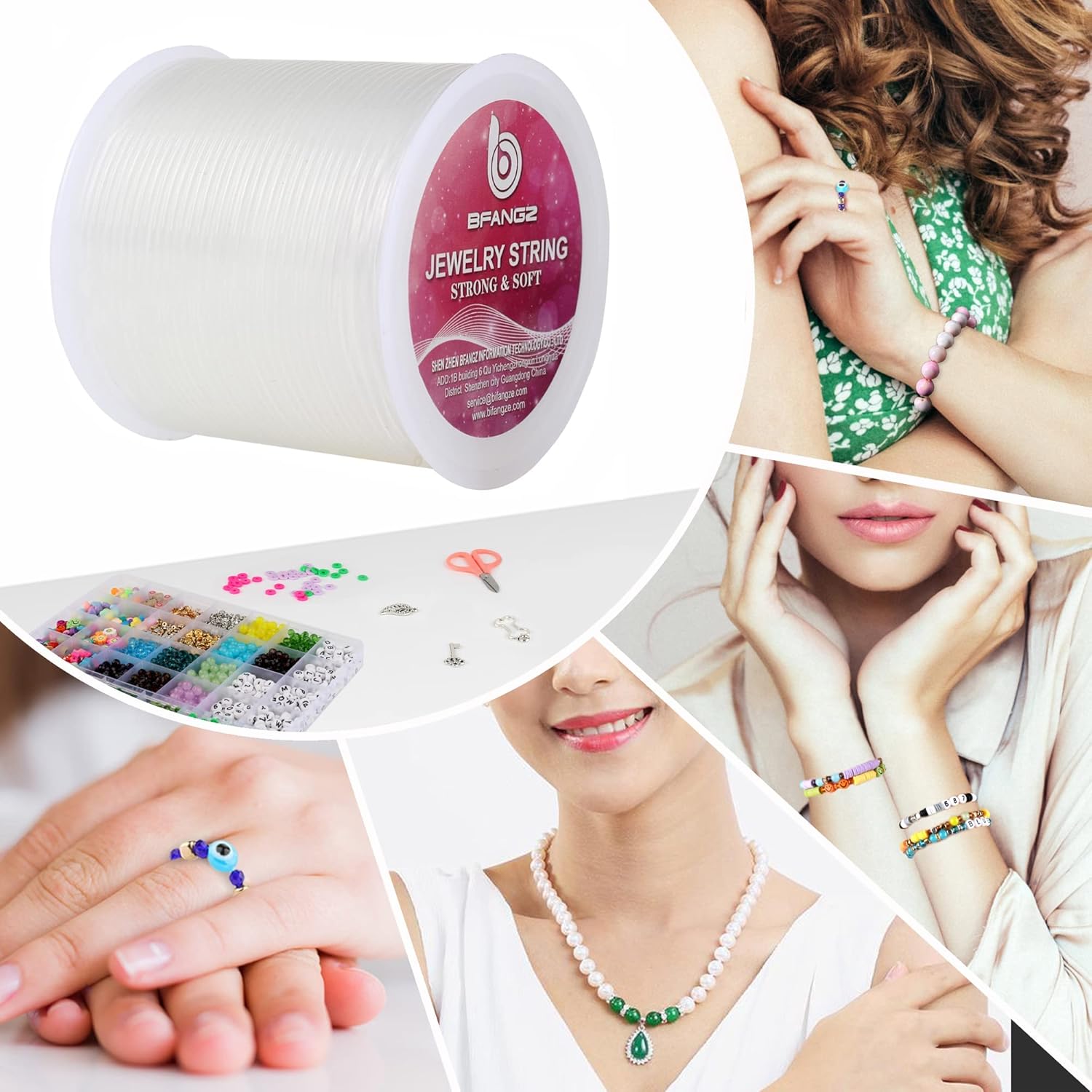 Cuerda elástica de 0.059in y 164.0ft para hacer joyas, cuerda elástica de cristal, cuerda elástica para pulseras, collares, joyas y suministros de