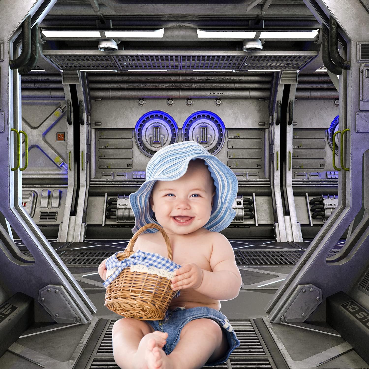 XYSCZYY Telón de fondo de nave espacial de 9 x 6 pies para fotografía espacial, ciencia ficción, nave espacial, fondo futurista, estación espacial,