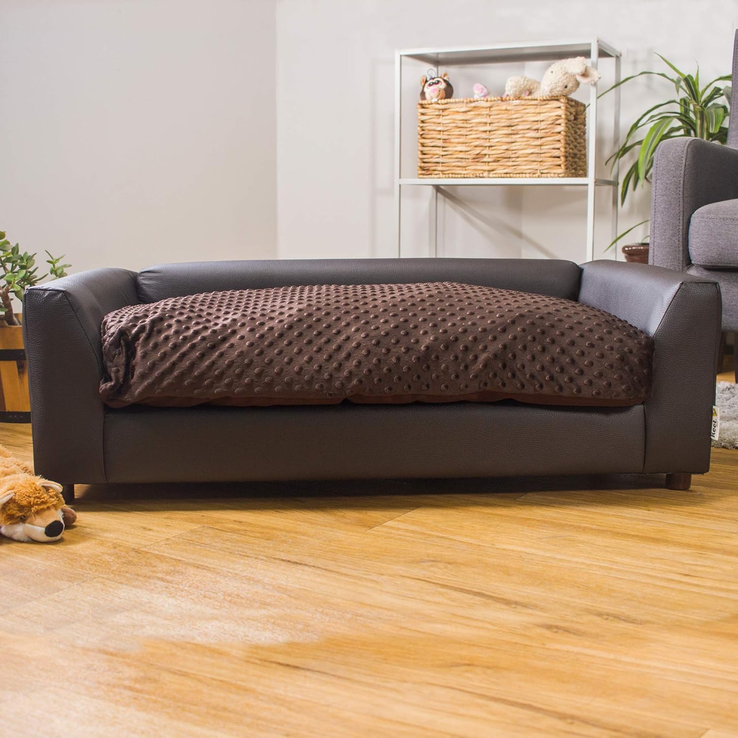 Keet Fluffy Deluxe – Cama para mascotas, color chocolate, grande (40 x 23 x 13 pulgadas)