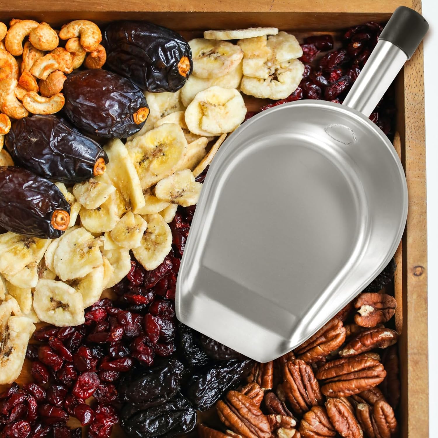 Healifty Sartén de acero resistente para polvo, cuchara de mano, cucharas de cocina, cucharas de baño, cucharas de alimentos, dulces, azúcar, pala