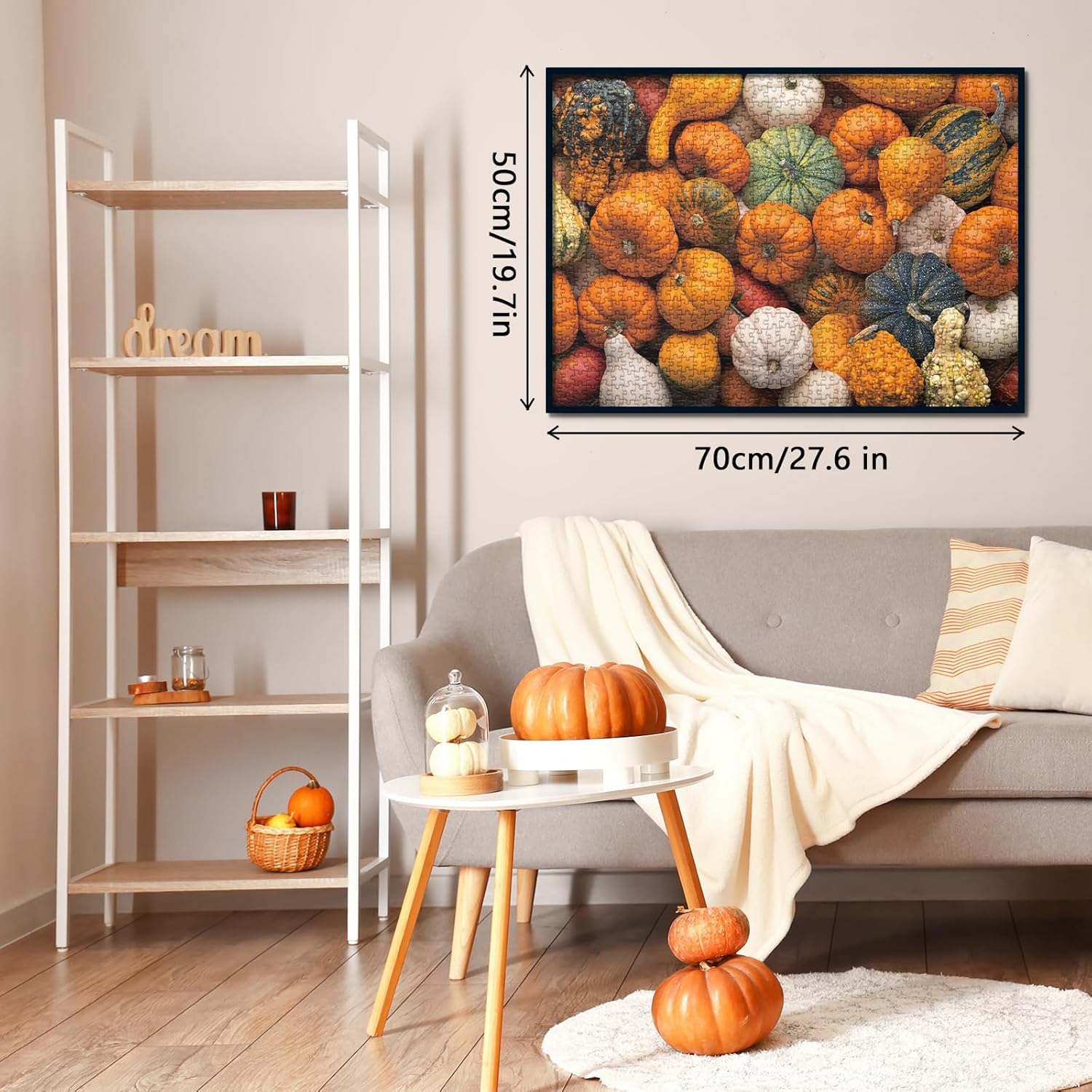Rompecabezas de calabaza de otoño para adultos, 1000 piezas, rompecabezas de otoño de cosecha de Acción de Gracias, rompecabezas de otoño de 1000