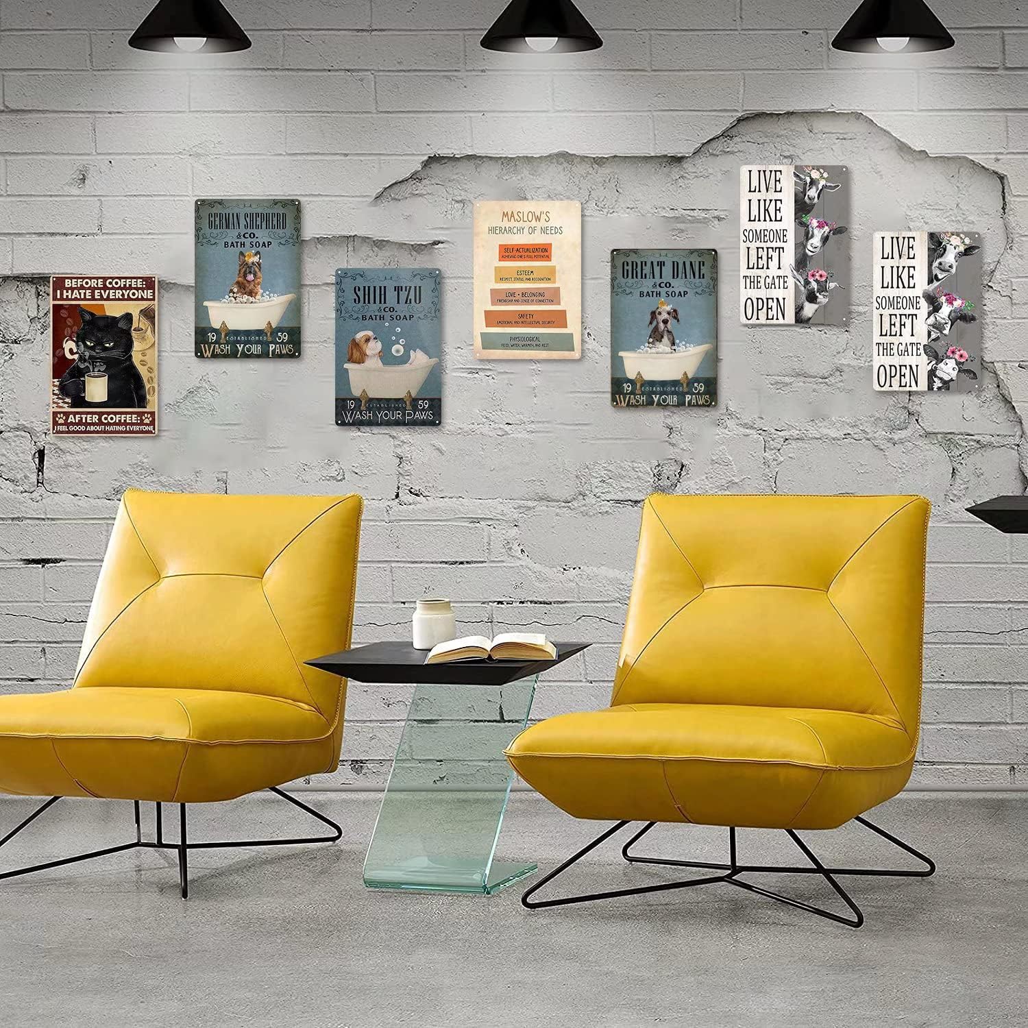 Letreros de metal retro con diseño de dragón, no gusano, divertido póster de biblioteca, cafetería, sala de estar, baño, cocina, hogar, decoración