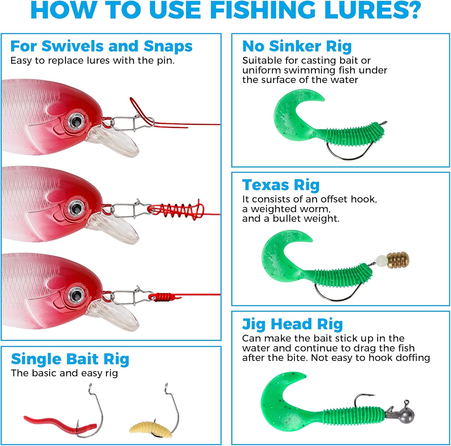 Winshall Fishing Lures Tackle Baits Kit for Freshwater Fishing Tackle Box with Tackle Included Metal Lures Soft Bait Plastic Worms Fishing Gear and