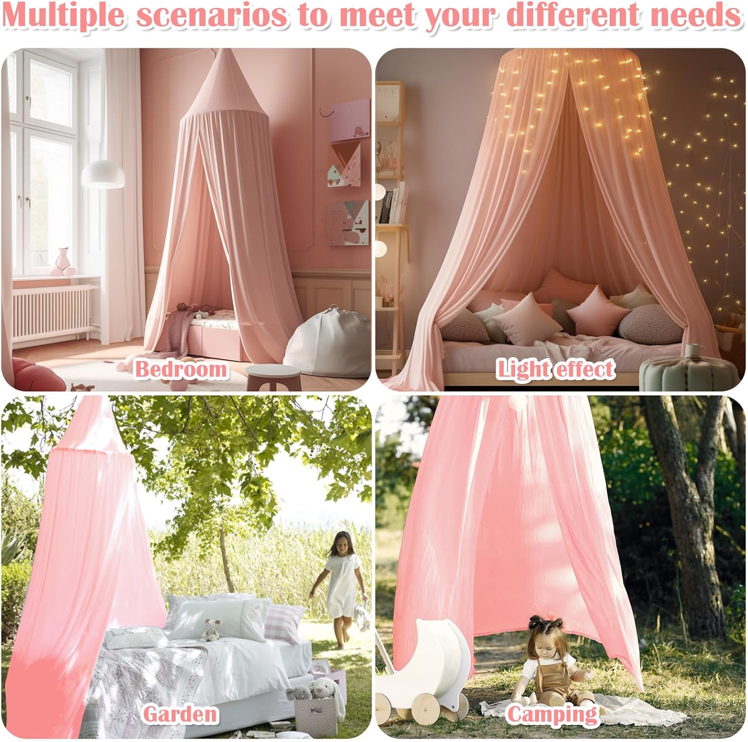 Toldo rosa, decoración de dormitorio de princesa, toldo para habitación de niñas, decoración de habitación para niñas, toldo para cama, toldo suave