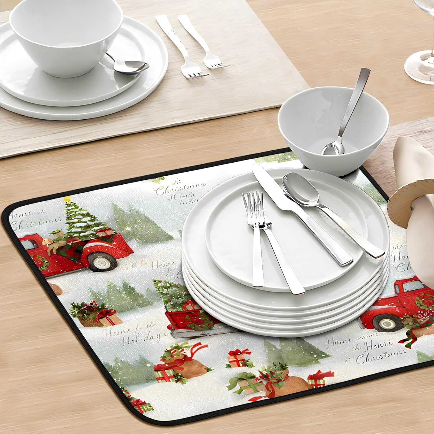 Alfombrillas de secado de platos para encimera de cocina, perros, almohadillas de microfibra para secar platos, 24 x 18 pulgadas, decoraciones de