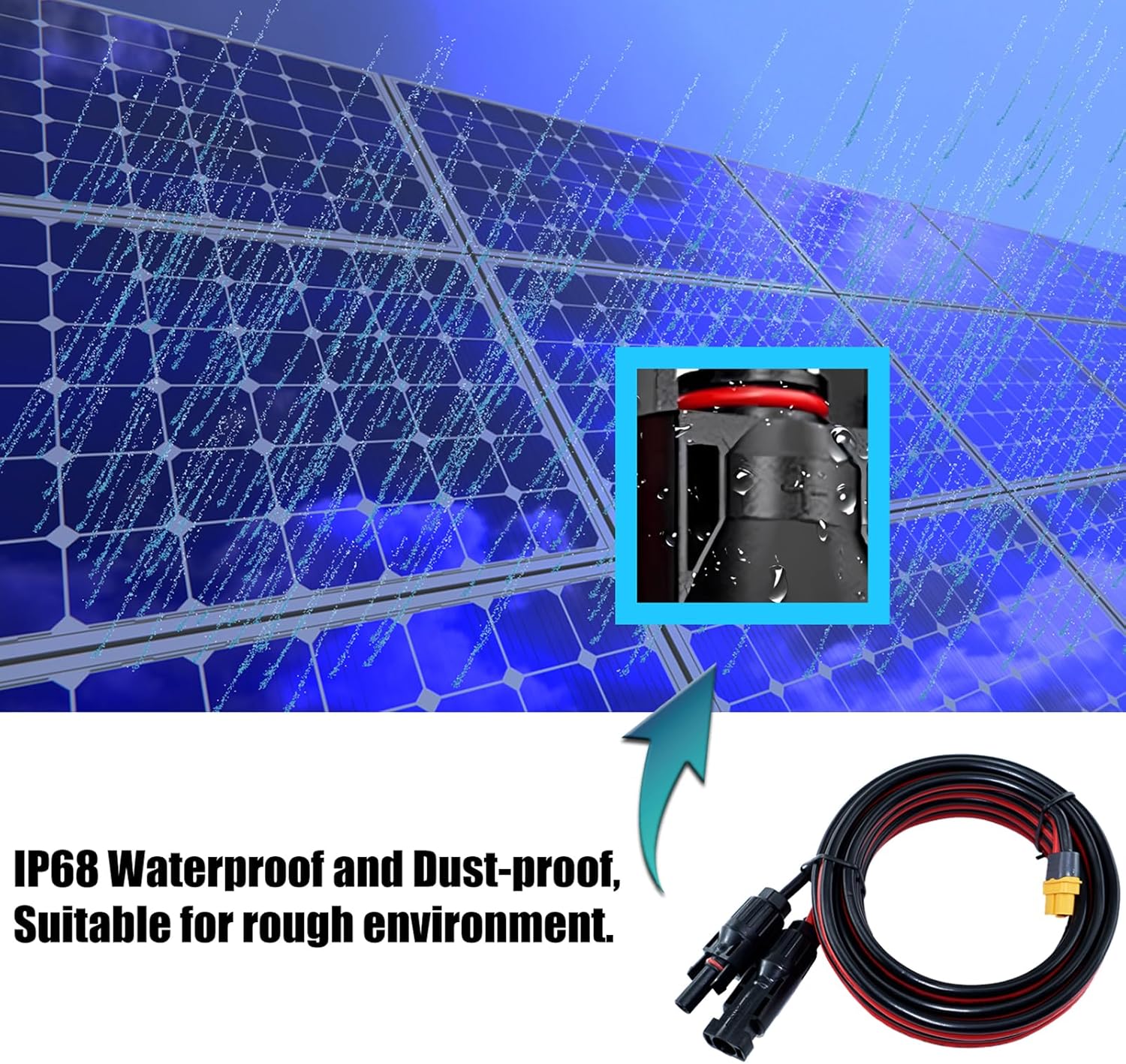 Cable de extensión solar a XT60 de 10 pies, 10 AWG, conector de panel solar a adaptador XT60, cable de carga compatible con EcoFlow River y Delta 2