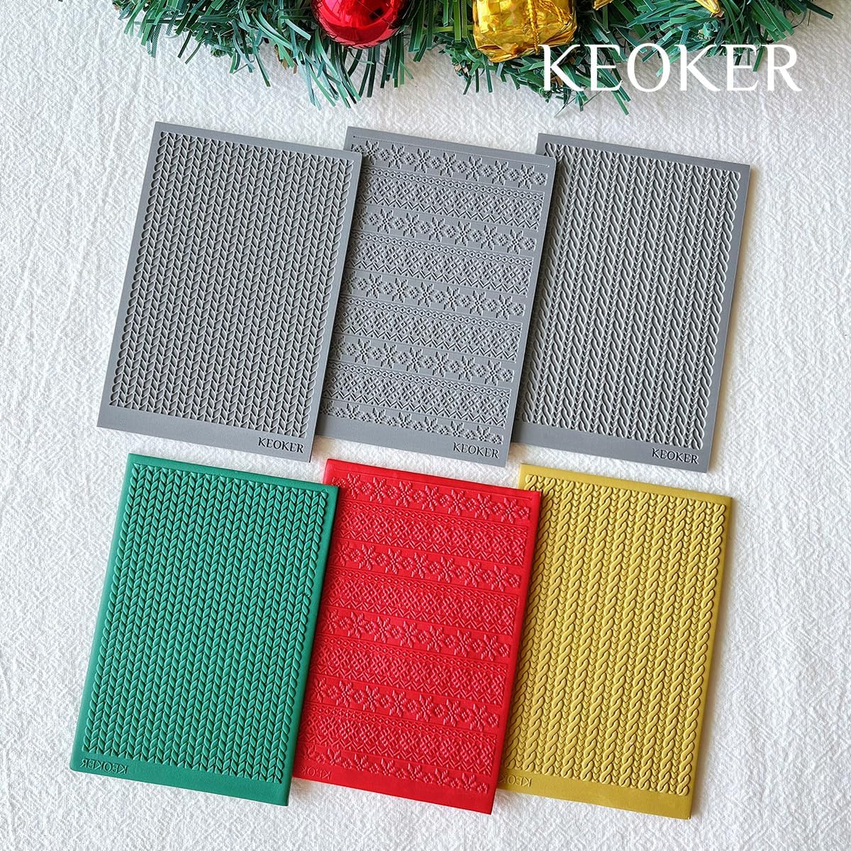 Keoker Hoja de textura de arcilla polimérica para Navidad, tapete de textura de arcilla navideña para hacer aretes, joyas, herramientas de aretes de