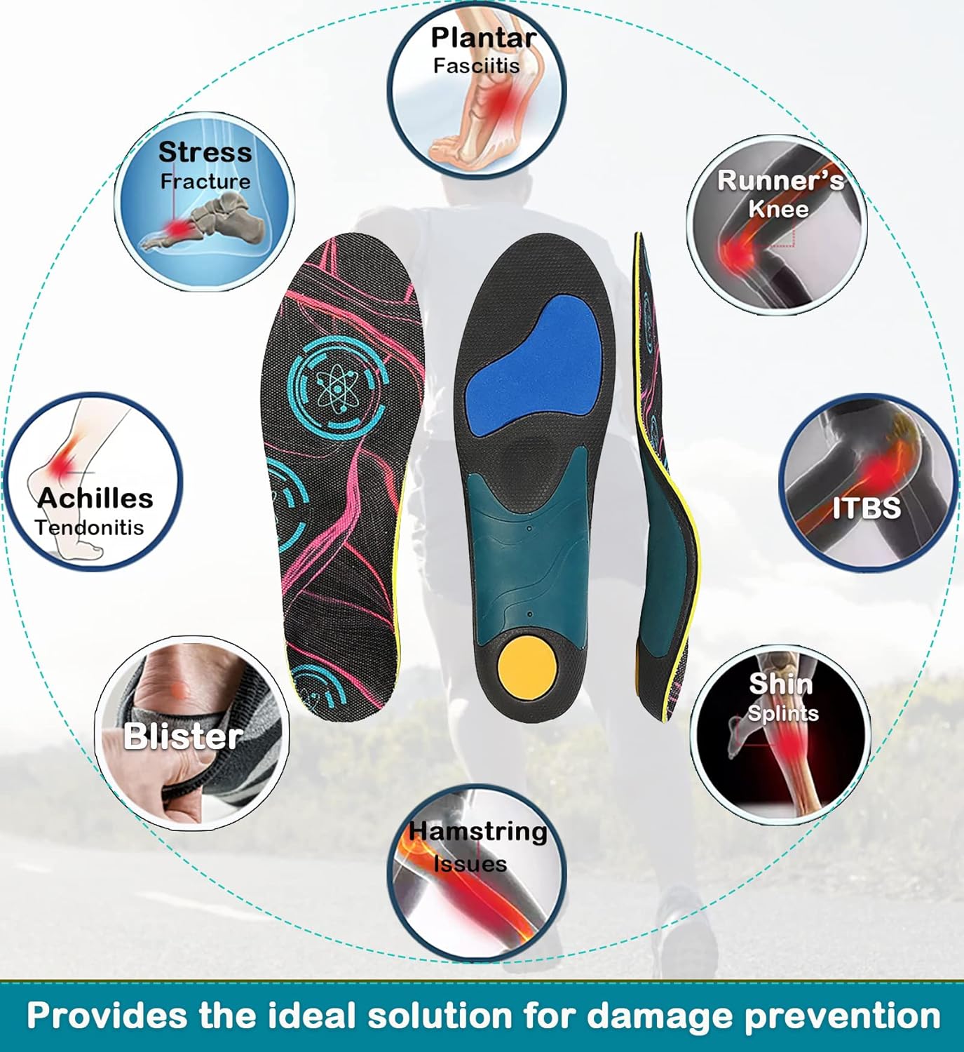 Plantillas ortopédicas para zapatos para fascitis plantar, plantillas atléticas para correr para mujeres y hombres, plantillas de gel de soporte de