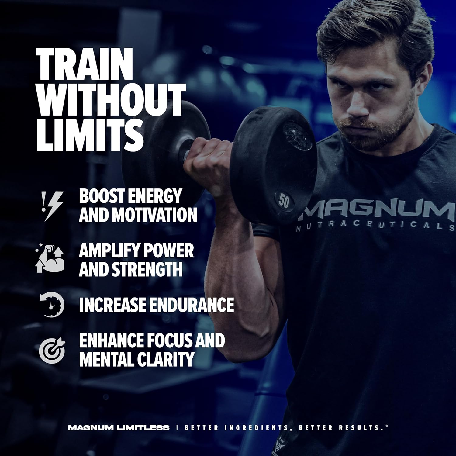 LIMITLESS Magnum 17.78 oz – Polvo de entrenamiento muscular, preentrenamiento deportivo para hombres y mujeres, puede ayudar y apoyar a aumentar la
