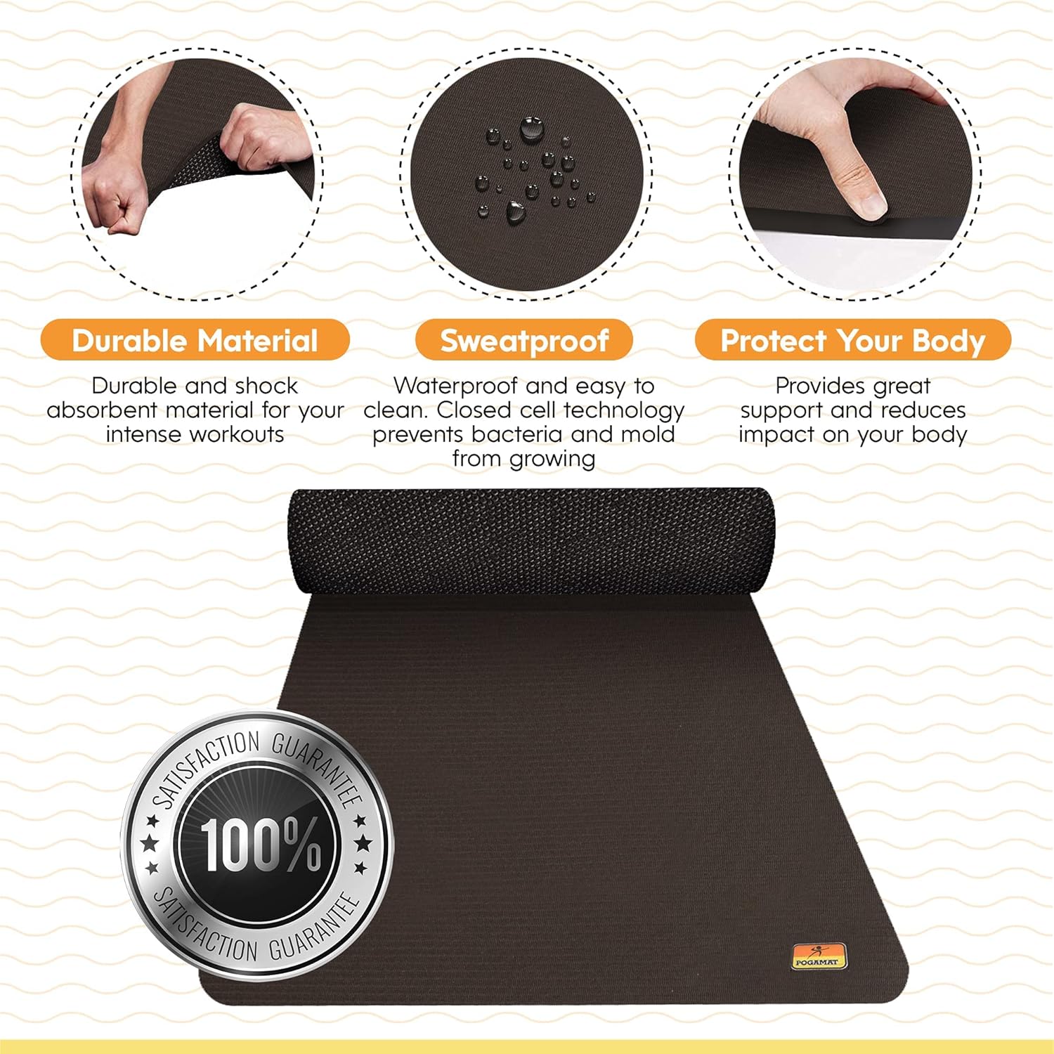 POGAMAT Alfombrillas de ejercicio grandes de alta calidad  8 x 4 pies x 14 pulgadas de grosor duradera para suelo de gimnasio en casa  Funciona muy