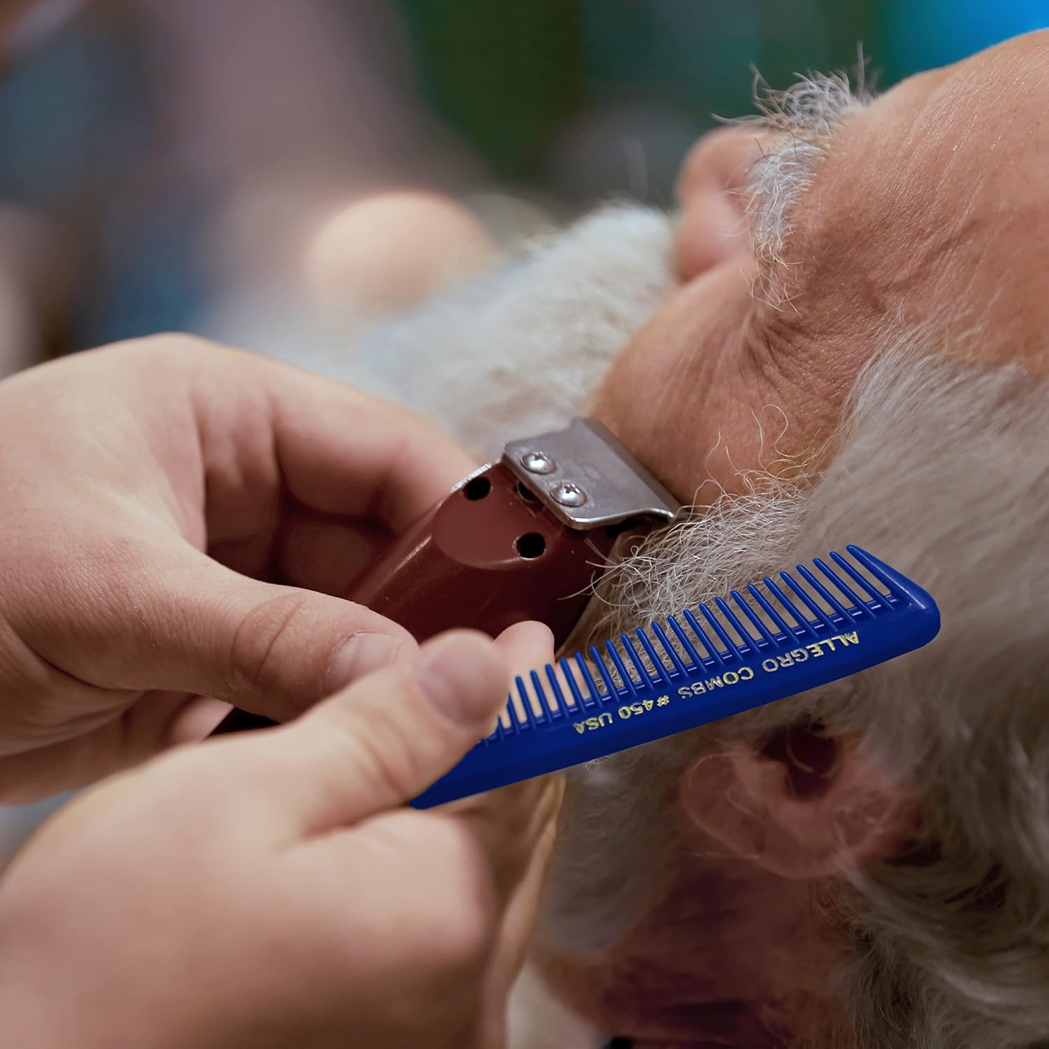 Allegro Combs Juego de corte de pelo #420 y #450 Peines de peluquero para estilistas cónicos – 24 peines azules