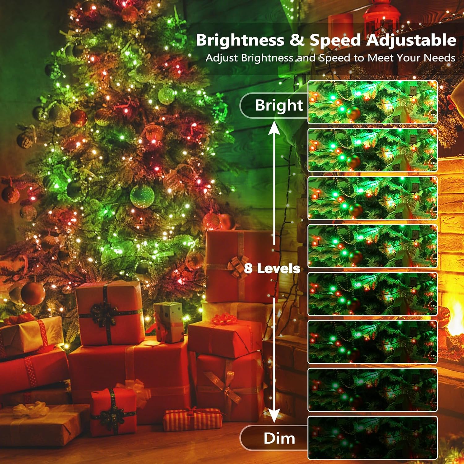 Brizled Luces LED de Navidad que cambian de color, cadena de 100 luces con control remoto, luces decorativas RGB regulables para corona de Navidad y