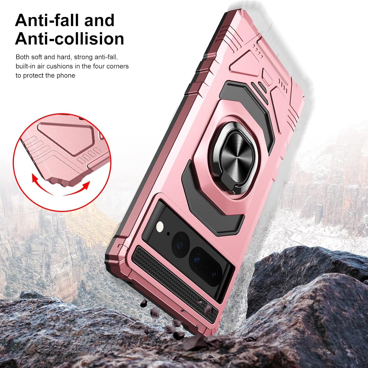 Ailiber Funda para Google Pixel 6A, funda Google 6A con protector de pantalla, soporte de anillo para montaje magnético de automóvil de grado
