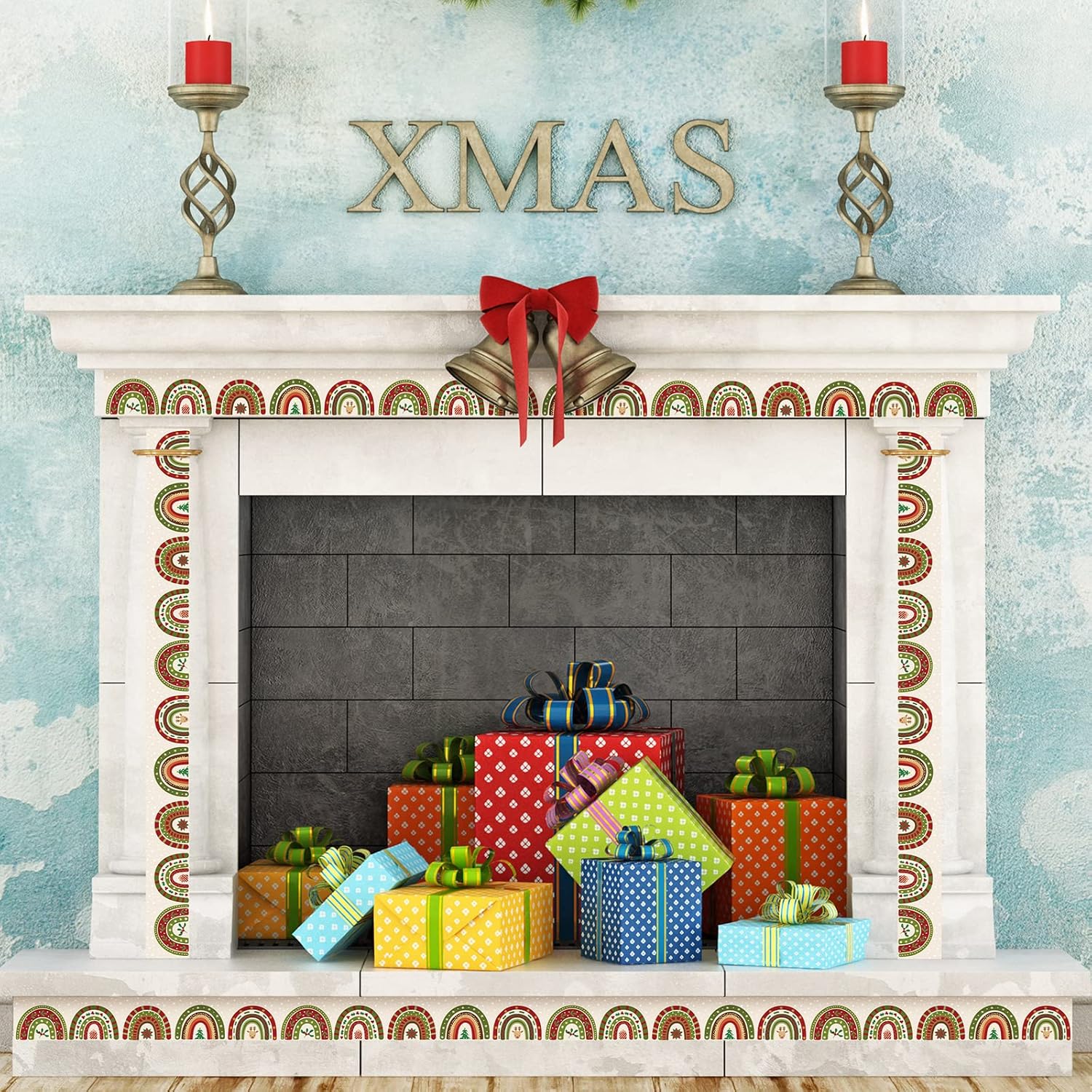 72 unidades de 70 pies de Navidad arcoíris para tablón de anuncios, bordes de aula para tablón de anuncios, borde de arco iris para Navidad, aula,