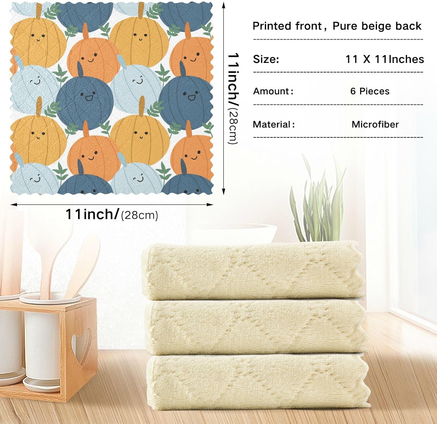 FRODOTGV Cute Pumpkins Halloween Set of 6 Quick Dry Microfiber Towels Kitchen Decor Quality Car Drying Towels for Restaurant Table