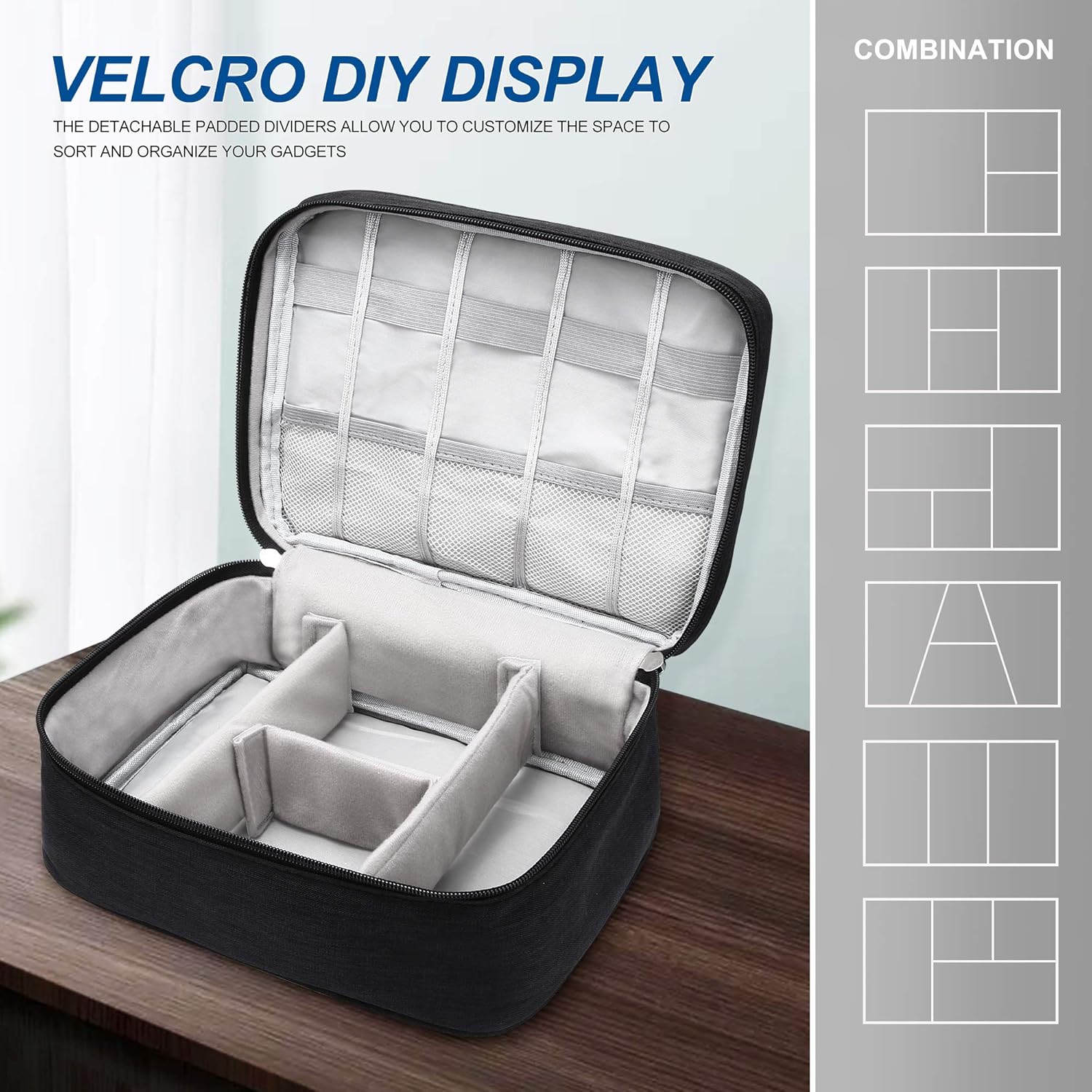 VOCUS Organizador de artículos electrónicos, bolsa organizadora de cables de viaje para accesorios electrónicos, estuche de almacenamiento grande
