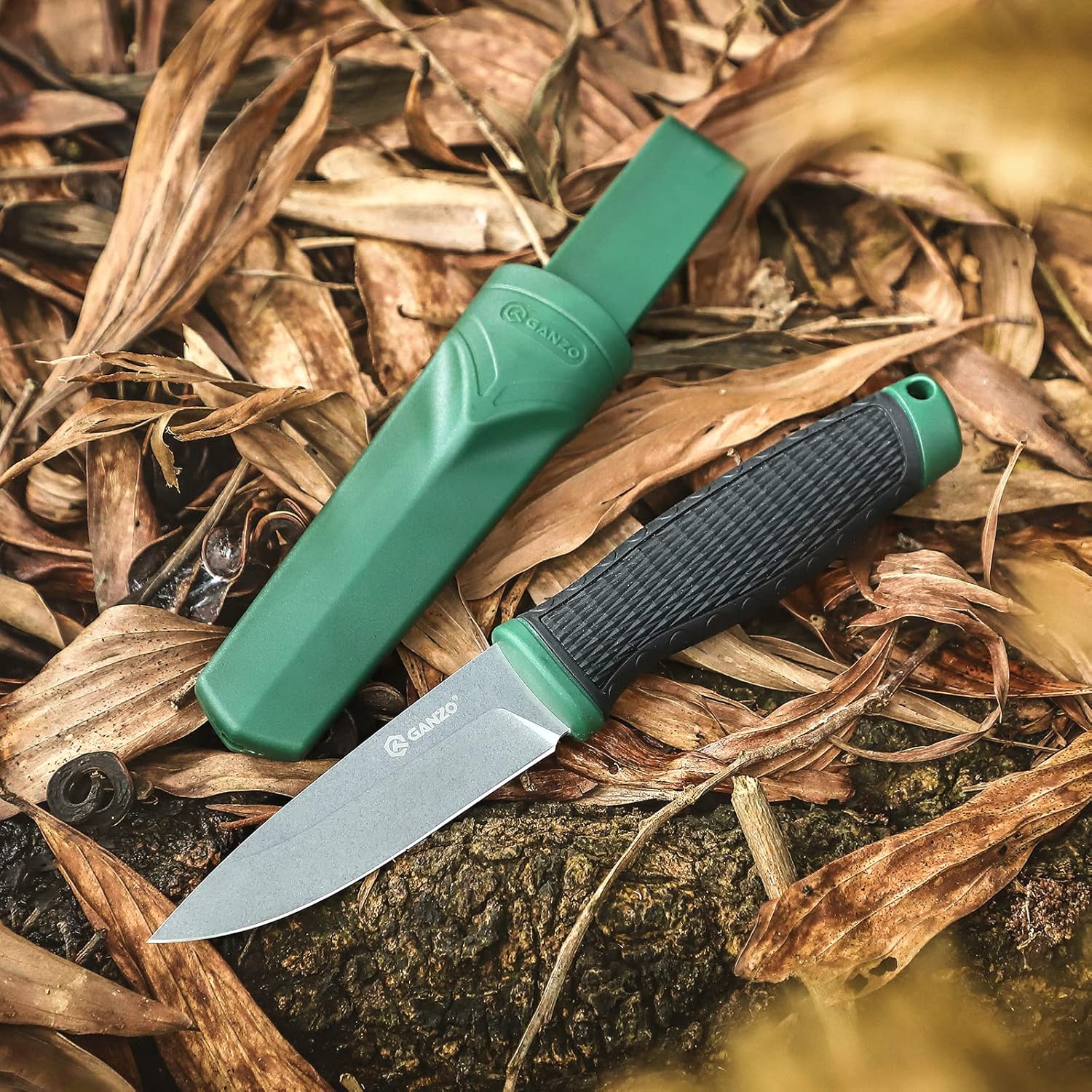Ganzo G806-GB Cuchillo de hoja fija 8CR14 Hoja de acero inoxidable ergonómico Mango antideslizante Camping Caza Pesca al aire libre EDC Cuchillo con