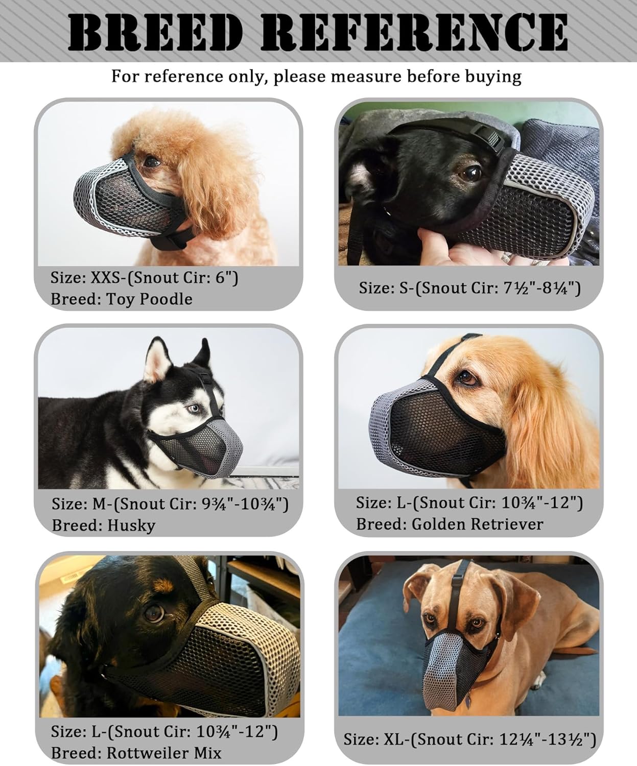 Mayerzon Bozal para perro, bozal suave de malla para perros grandes, medianos y pequeños, para carro, aseo y morder, bozal reflectante y