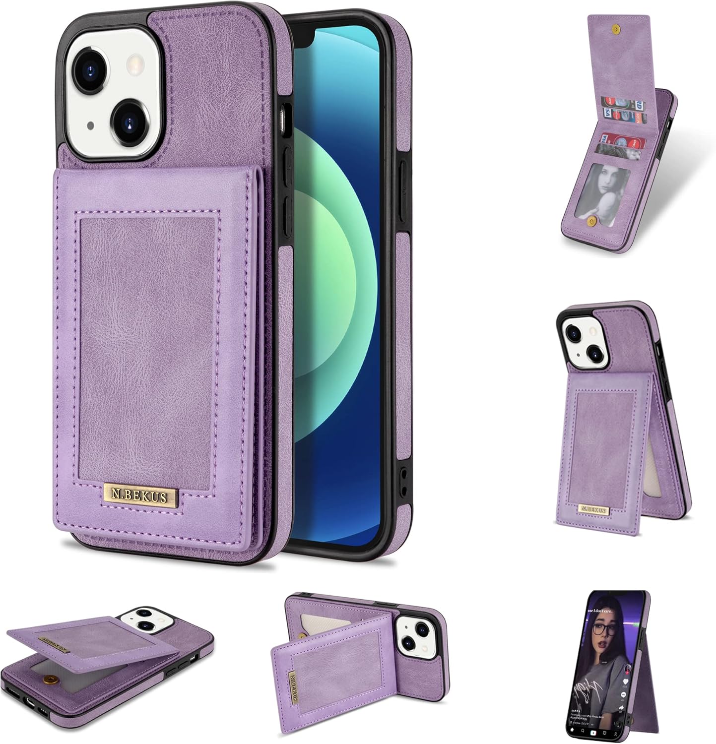 Funda compatible con iPhone 13 Mini de 5.4 pulgadas con soporte de cuero para tarjetas de crédito, cierre magnético, accesorios para celulares,