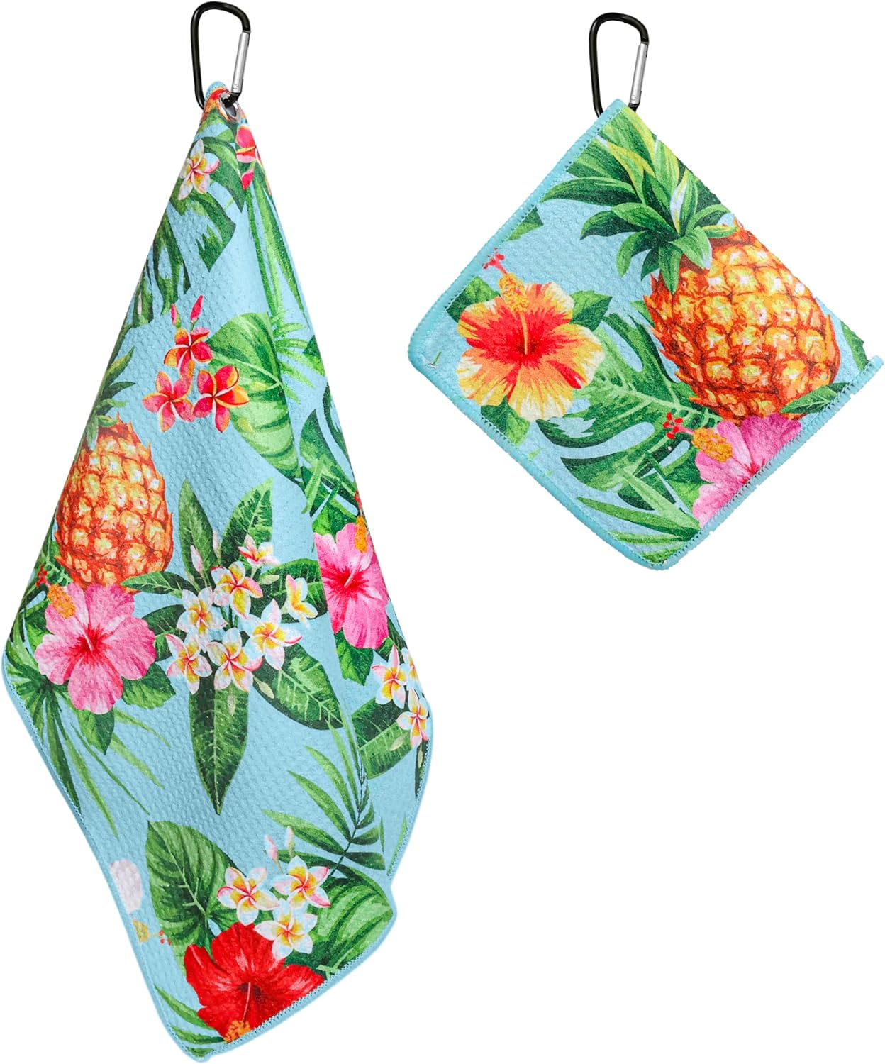 Pineapple Tropics – Juego de 2 toallas de golf con clip para mujeres y hombres, de microfibra, gofres y pelotas