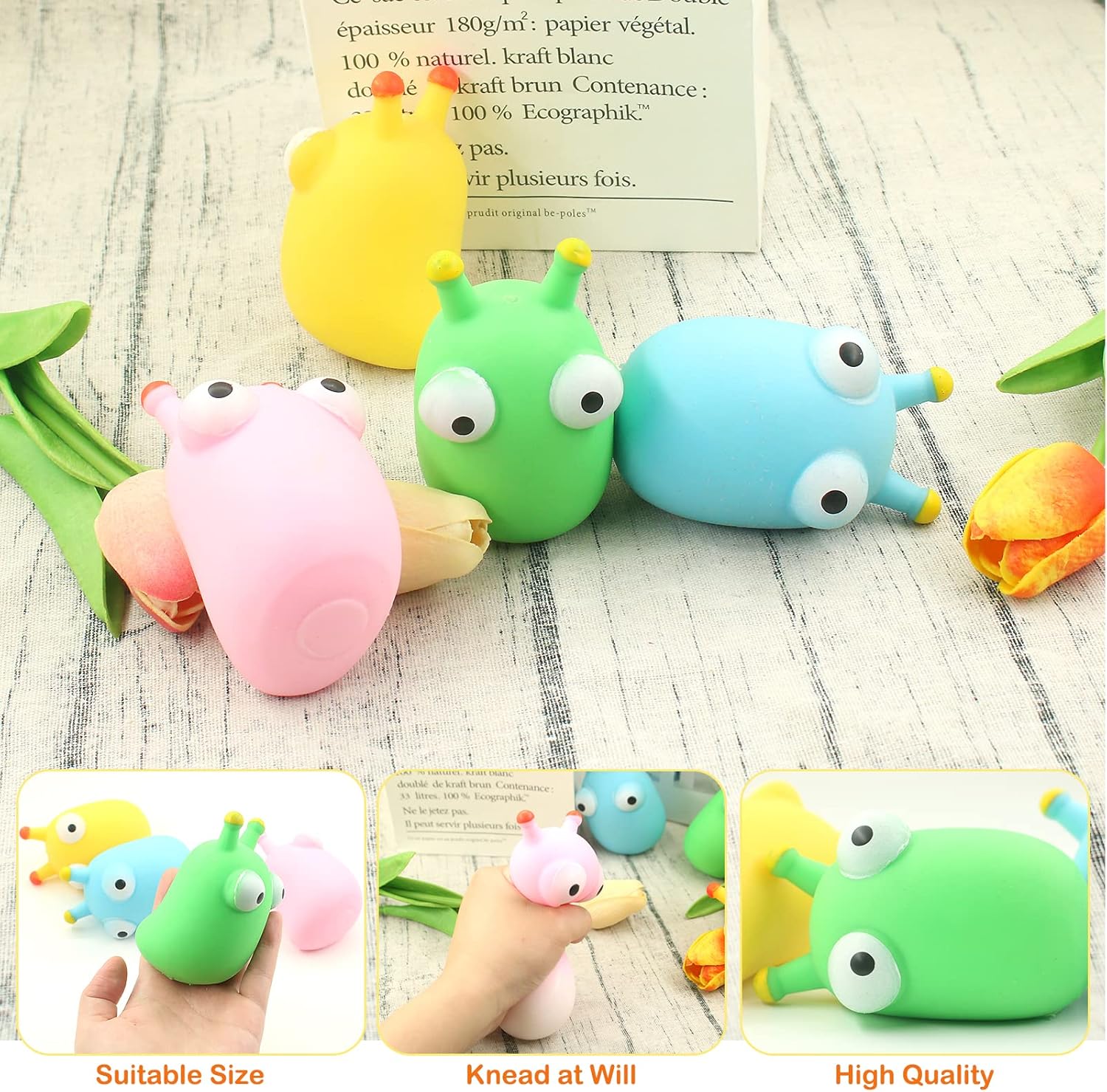 4 juguetes para aliviar el estrés, bolas de estrés para adultos y niños, juguete squishys para recuerdos de fiesta, regalos (insecto de ojo