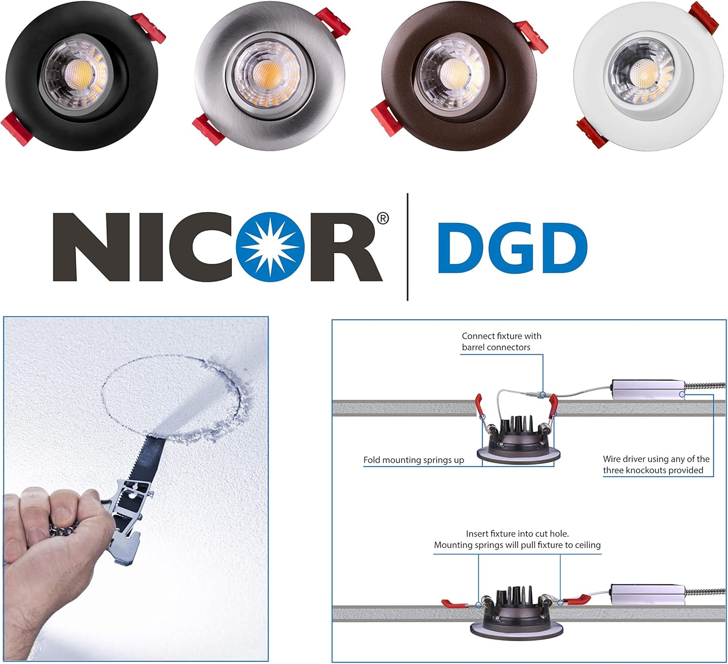 NICOR Lighting DGD211203KRDOB – Focos empotrados LED, bronce aceitado