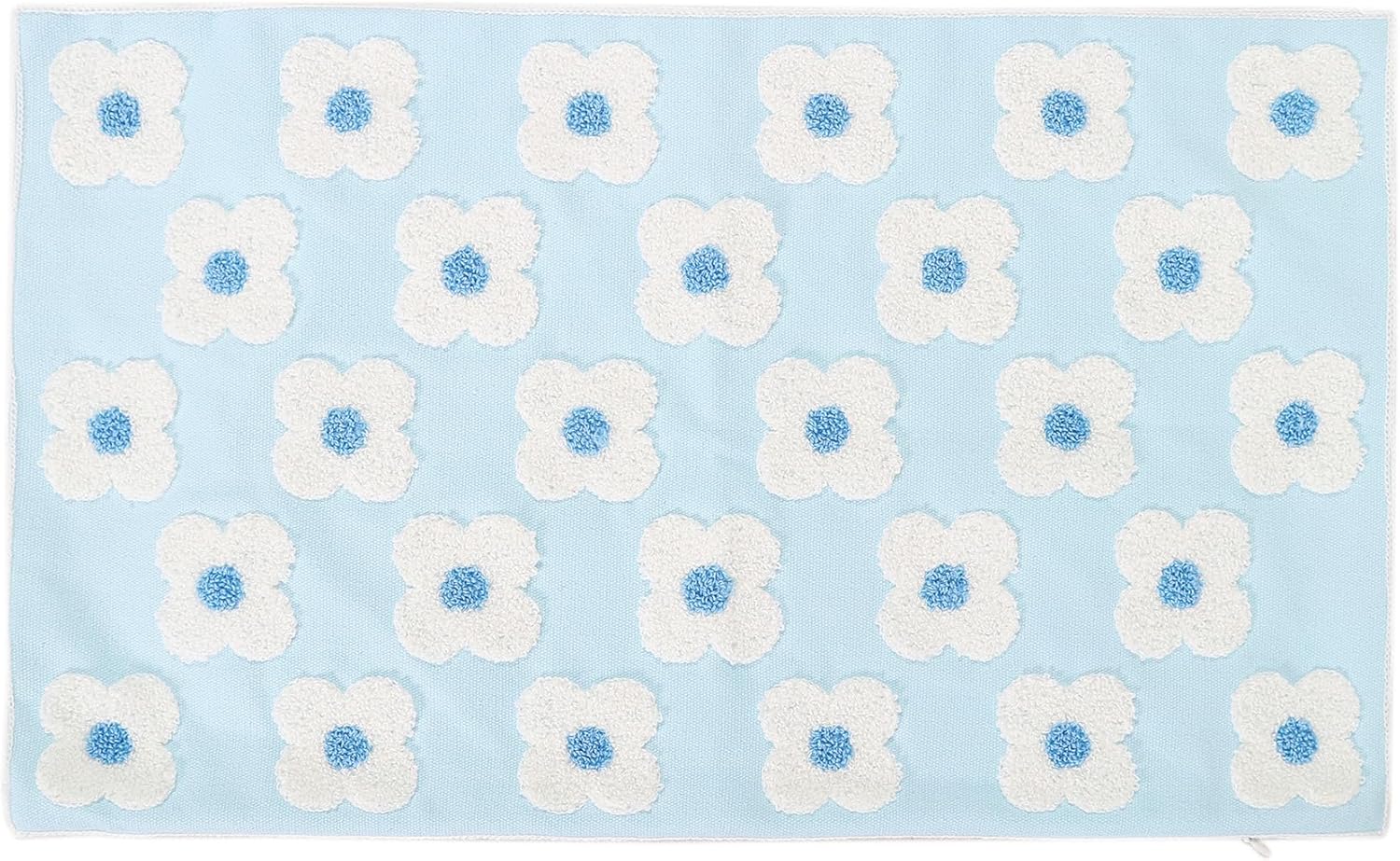 Funda de almohada bordada de 12 x 20 pulgadas, diseño floral azul claro, decoración del hogar, funda de almohada bordada de lona de algodón gruesa