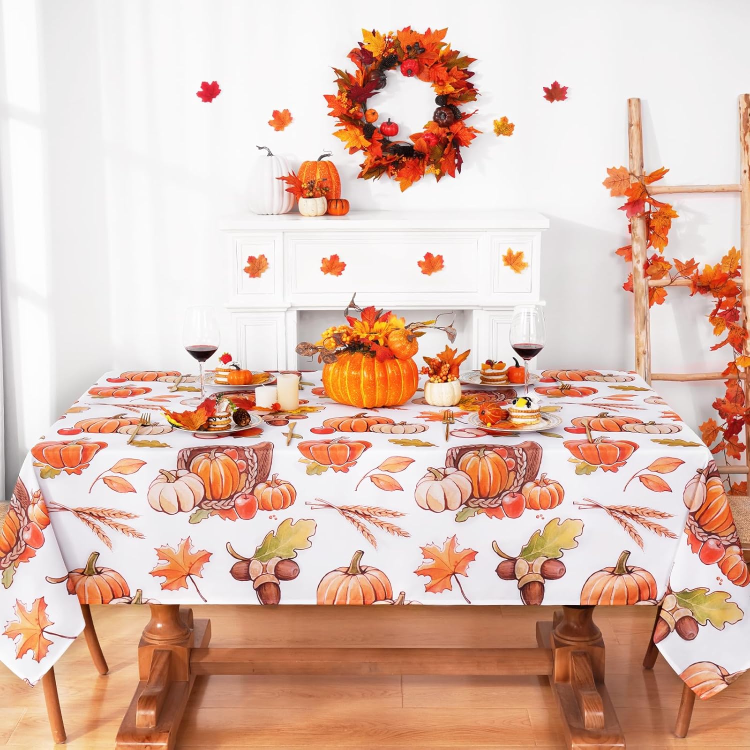 Yinhua Mantel rectangular de otoño de Acción de Gracias, mesa rectangular de cosecha de otoño, calabaza, regalo ideal de 60 x 84 pulgadas