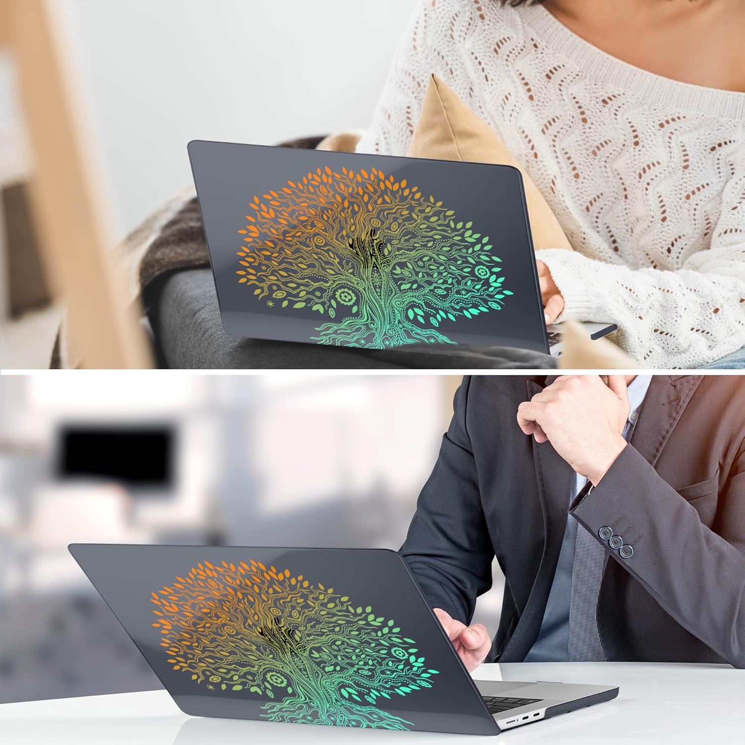TWOLSKOO Funda para MacBook Air M2 de 13.6 pulgadas 2022 2023 A2681 con Touch ID, cubierta rígida de plástico con protector de pantalla, cubierta de