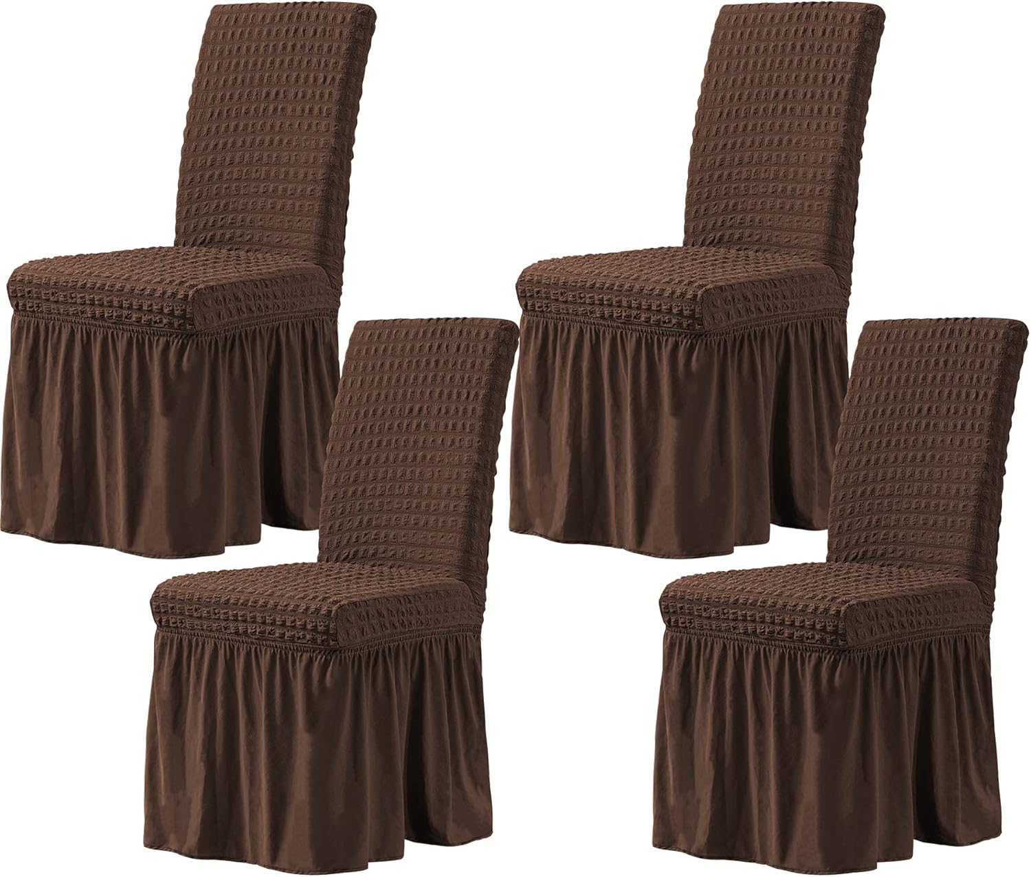 Chun yi – Funda elástica universal para silla de comedor, fácil de ajustar, con falda, extraíble, lavable, anti-suciedad, protector de muebles para