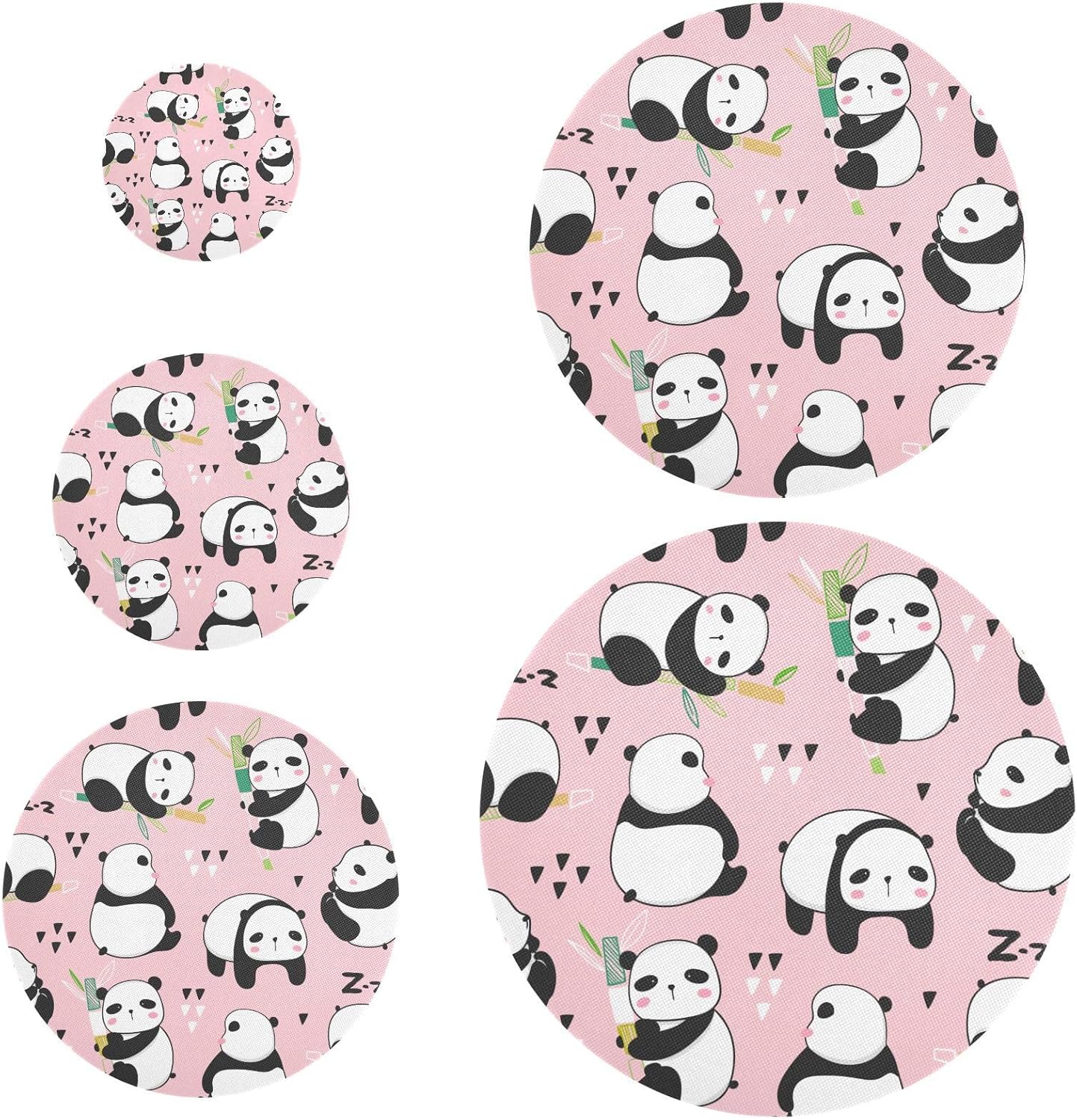 Panda – 5 fundas elásticas reutilizables para tazones para almacenamiento de alimentos, tapas de tela elástica con 5 tamaños diferentes de tapas de