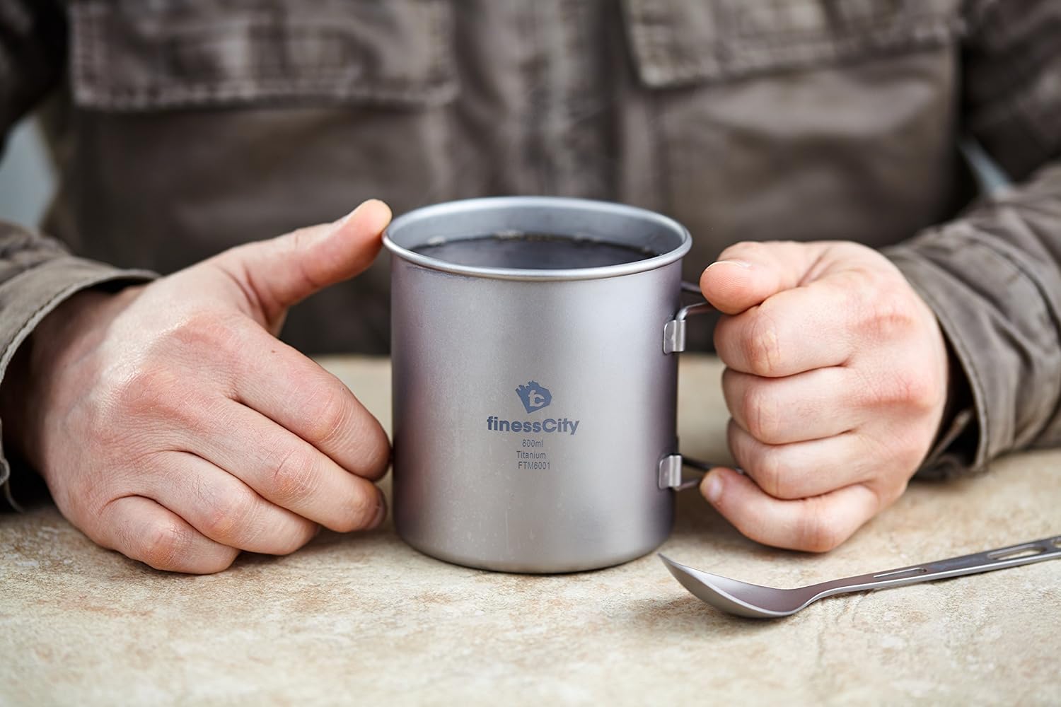 Taza de titanio (15 onzas líquidas 20 onzas líquidas) – Taza para acampar con marcas de medida, extra resistente ultra ligera (Ti), saludable y