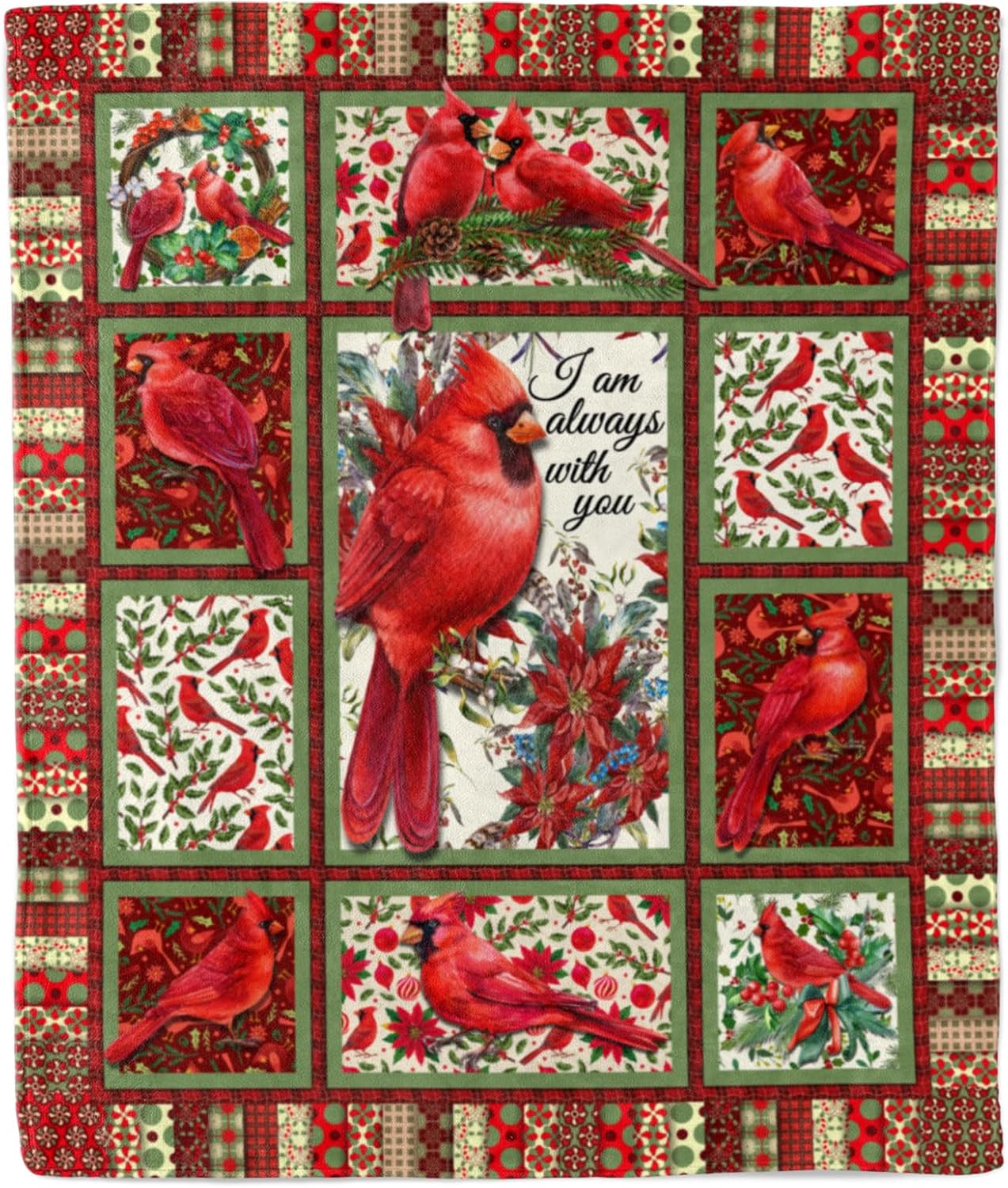 YAYAGo Manta de cardenales de pájaros rojos, manta de felpa para el día de San Valentín, Navidad, decoración suave de sofá, 50 x 60 pulgadas