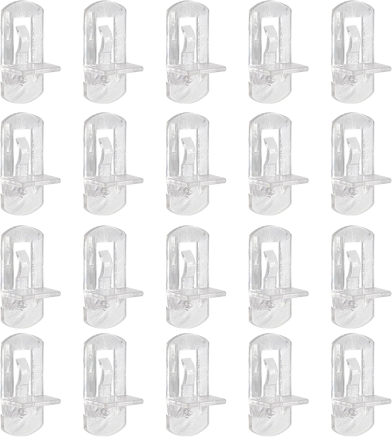 HARSKIYER 20 clavijas de soporte de estante autobloqueantes de 0.315 in, pasadores de plástico transparente para estantes de soporte, clips de