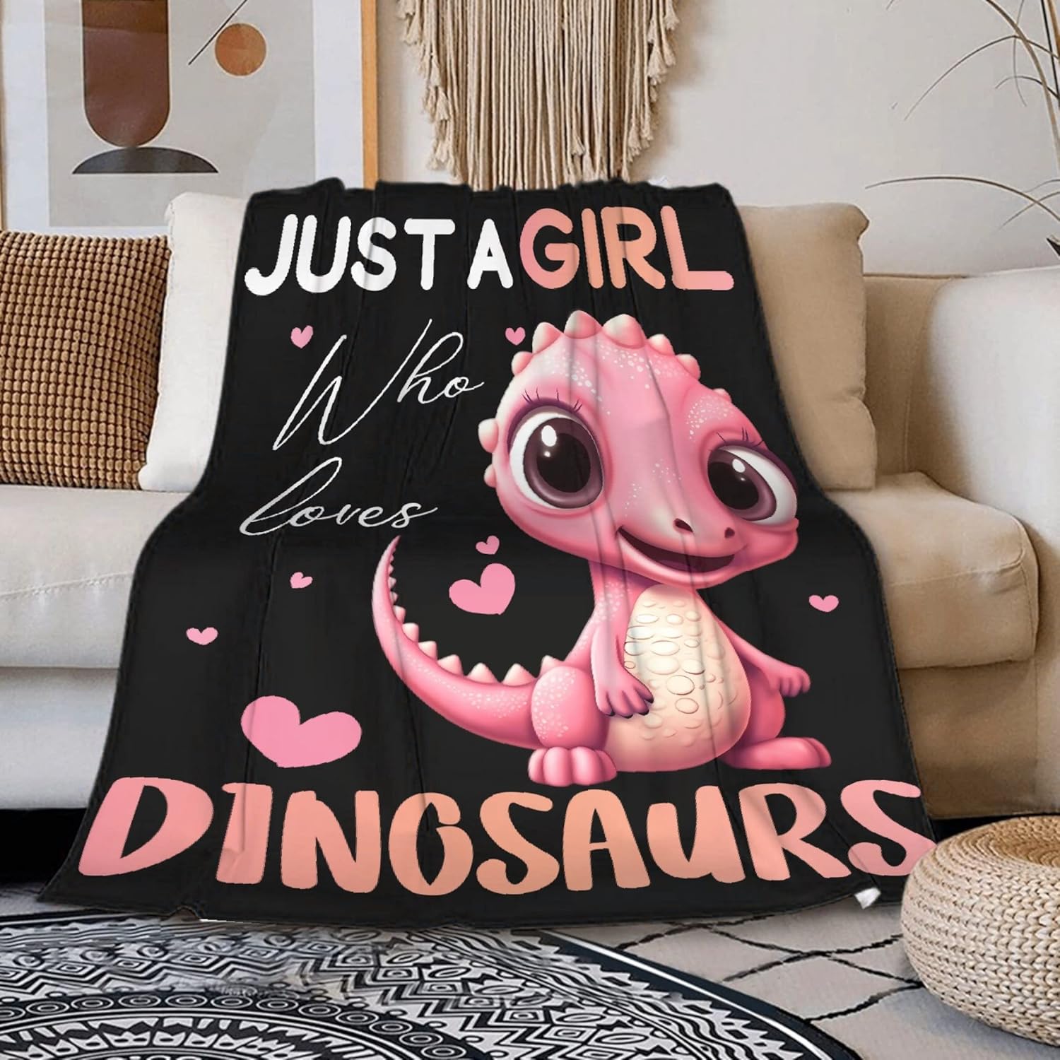 Manta de dinosaurio para niñas, solo una chica que ama a los dinosaurios, regalo de dinosaurio para niñas y mujeres, bonito patrón de dinosaurio
