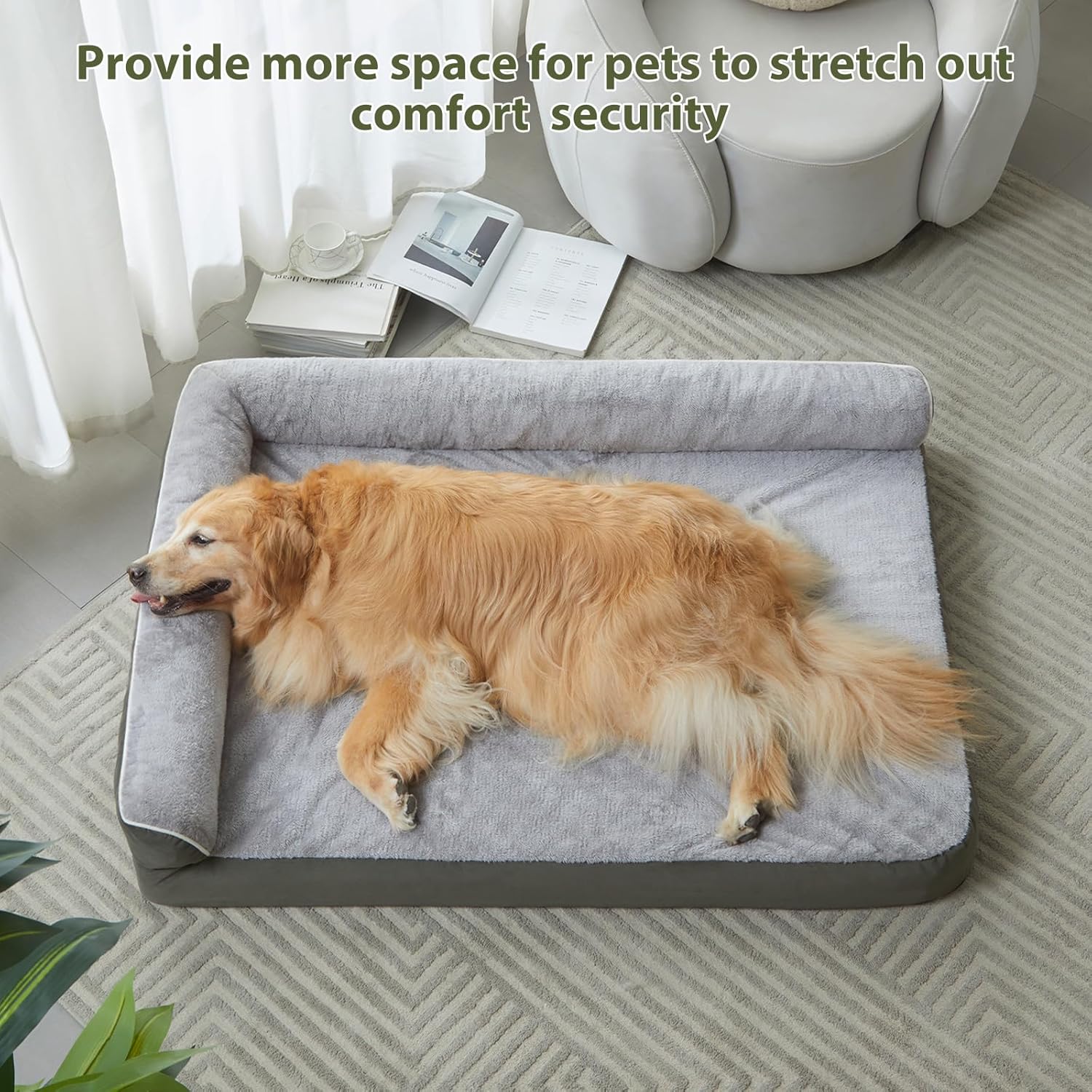 BFPETHOME Camas ortopédicas para perros grandes, sofá cama impermeable para perros con funda extraíble lavable, cama grande para perros con forro