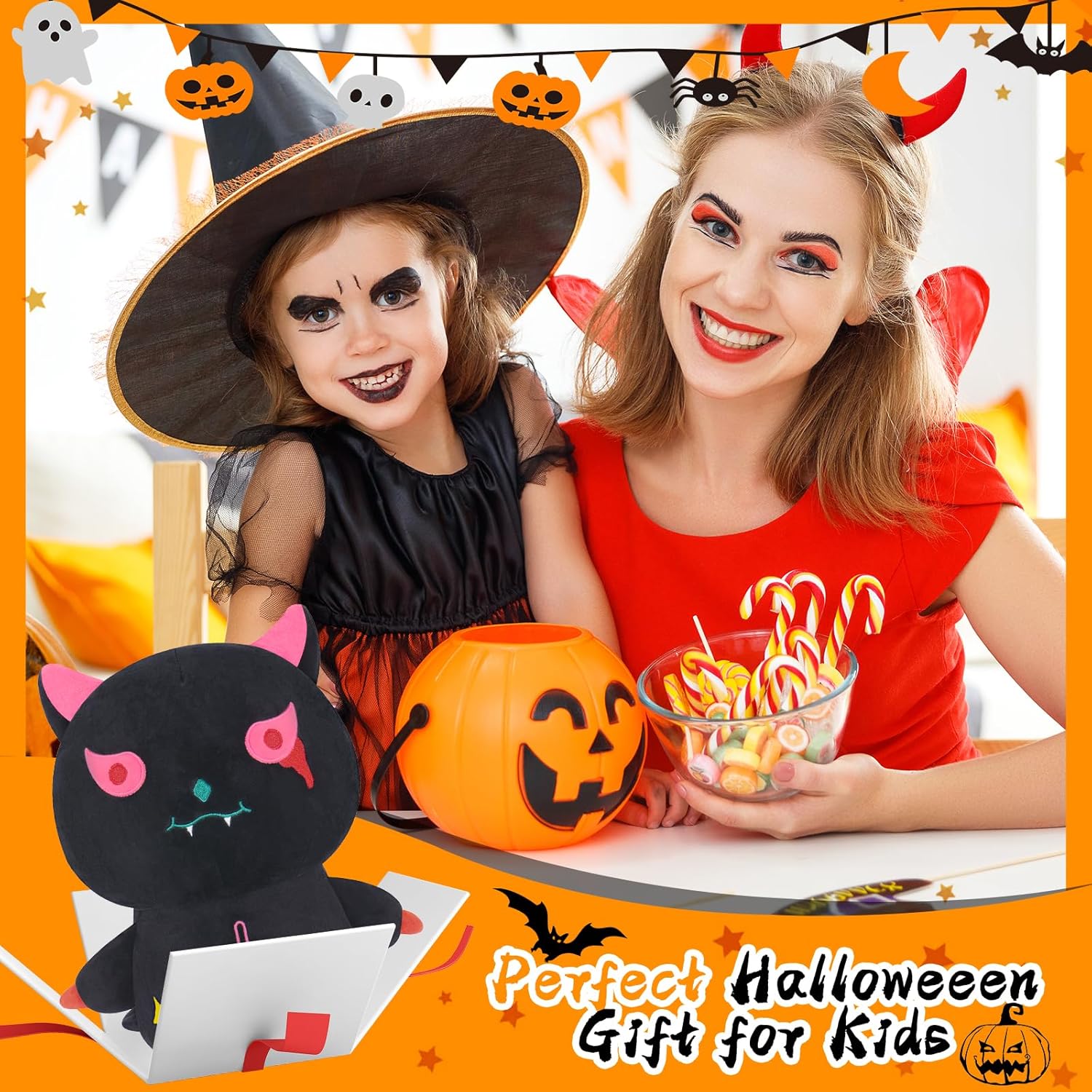 Peluche de gato negro de 14 pulgadas, juguetes de peluche kawaii, lindos regalos de gato para niñas y niños, peluche de almohada de ajolote súper