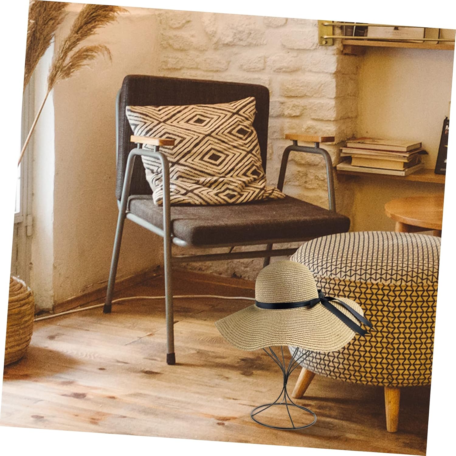 Soporte para sombreros, 1 unidad, de hierro forjado, mesa plegable, portátil, para sombrero, estante de exhibición, maniquí, alambre, sombrero,