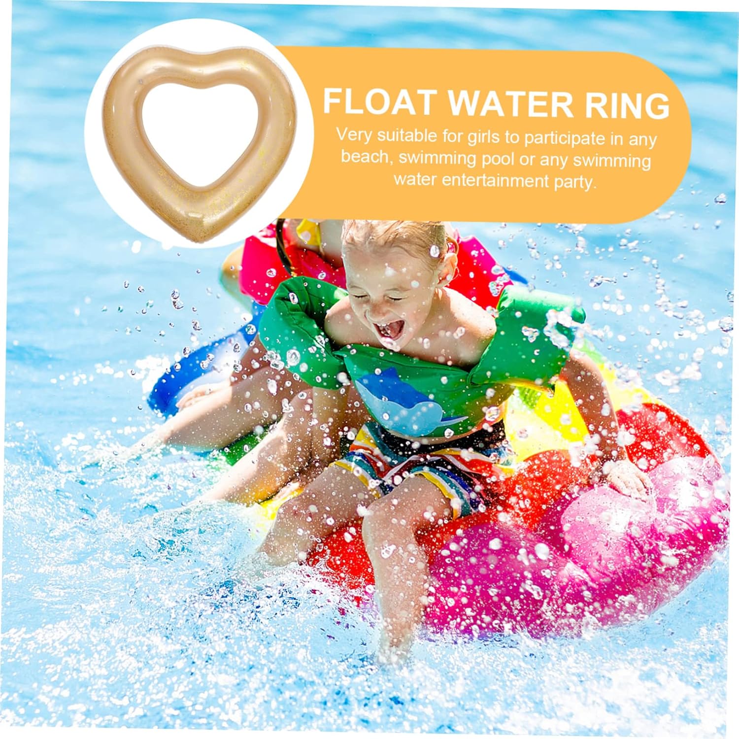 FELTECHELECTR Anillo de natación en forma de corazón Juguete de verano Kidcraft Playset Baby Summer Toys Kids Pool Kids Swim Ring Beach Party