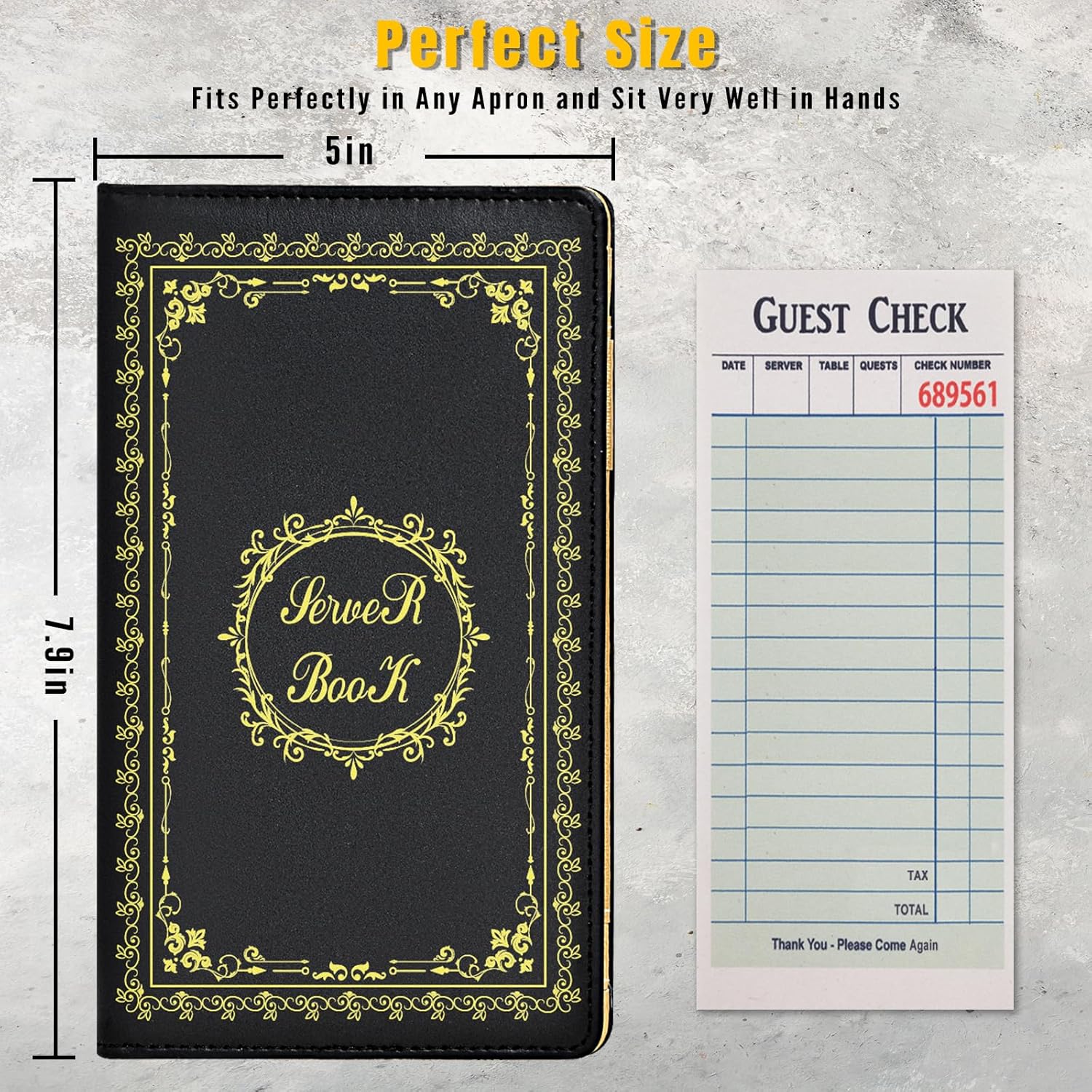 Libretas para camarera, organizador con bolsillo con cremallera, lindo libro de servidor, cartera de cuero para camarero, folleto de chequera,