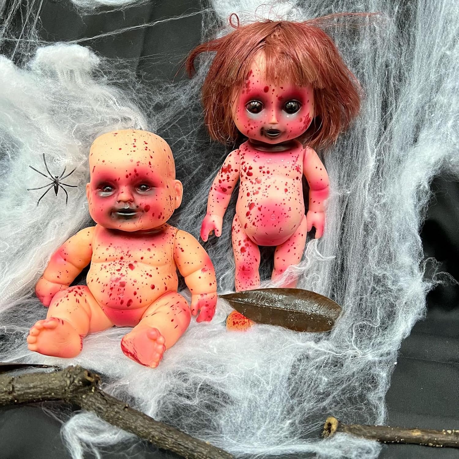 Muñeca de Halloween, espeluznante muñeca zombi de Halloween, juguete de decoración de terror de casa embrujada, juguete de decoración con sangre