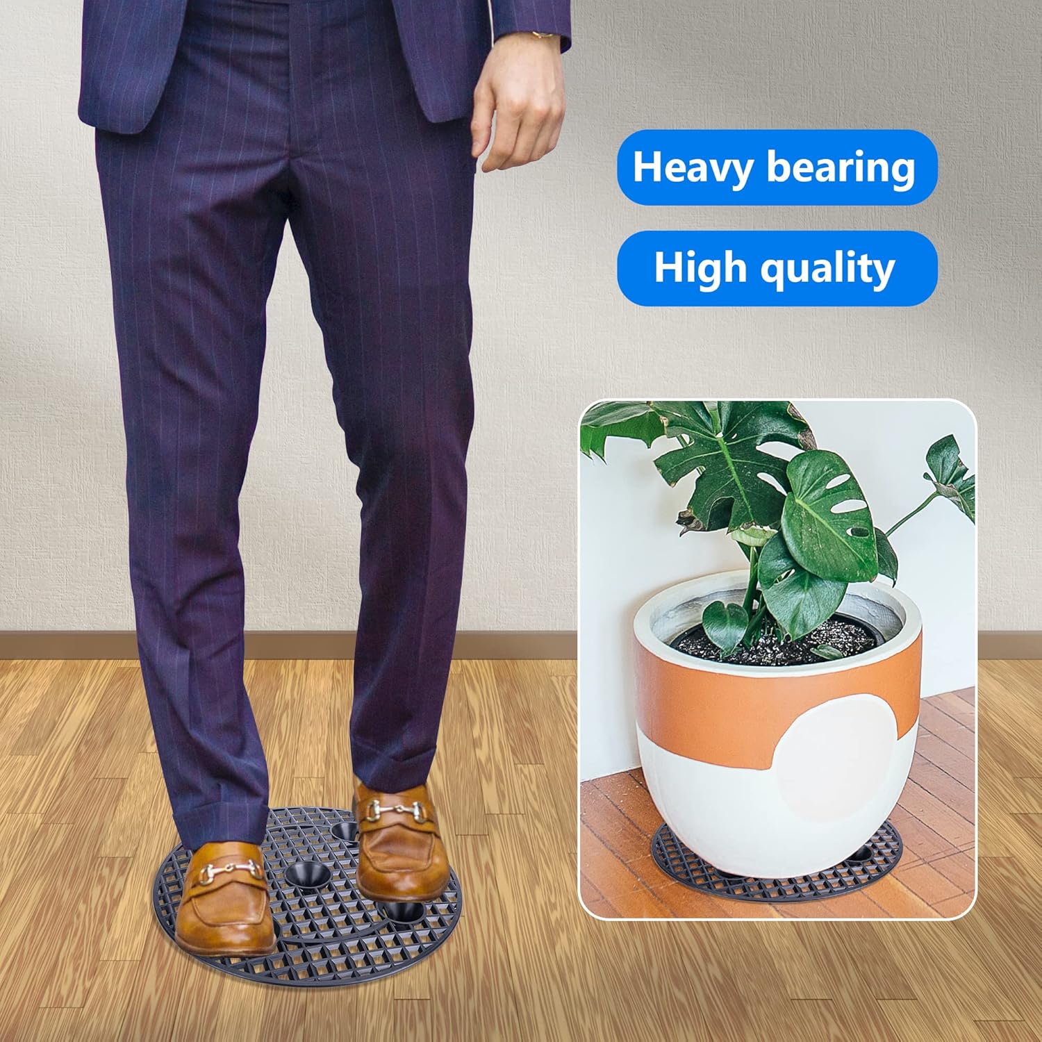 8 elevadores de macetas a nivel de plantas, soportes para plantas, platillo de maceta de 12 pulgadas para evitar la pudrición y daños en patio y