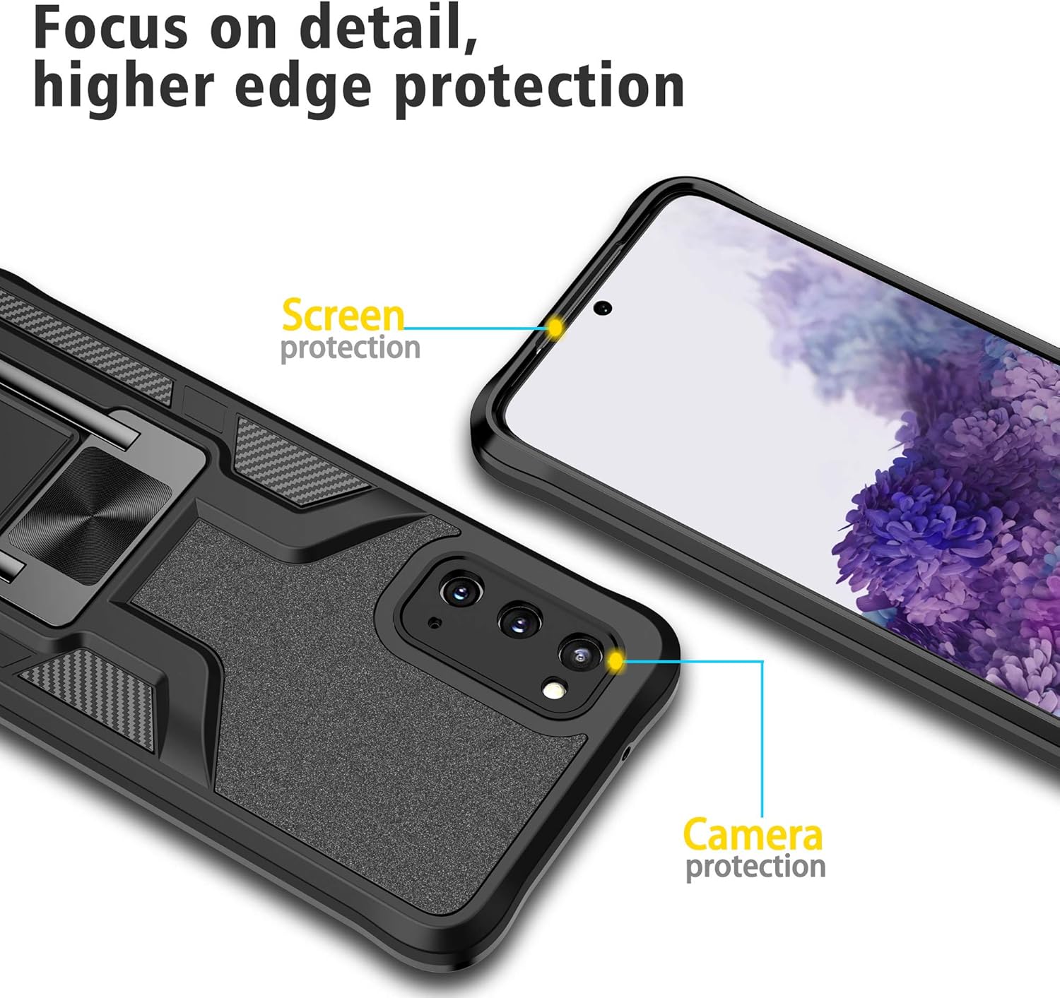 AKINIK Funda para Samsung Galaxy S20 (no compatible con Galaxy S20 FE), con protector de pantalla de TPU flexible autorreparable 2 unidades, grado