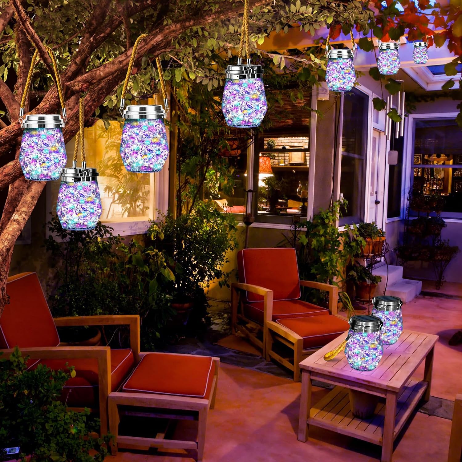 Linterna solar, luces solares colgantes para exteriores, impermeables, paquete de 2, 60 faroles LED mejorados, decoración para exteriores,