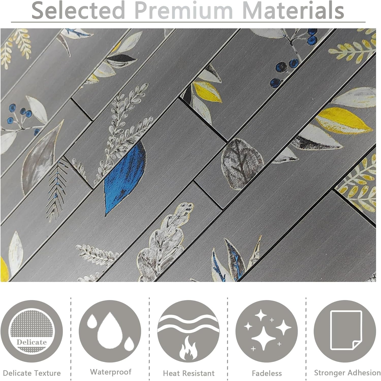 Azulejos para salpicaduras de cocina y baño  Azulejos de pared autoadhesivos de PVC con patrón de hojas irregulares  10 unidades (gris)