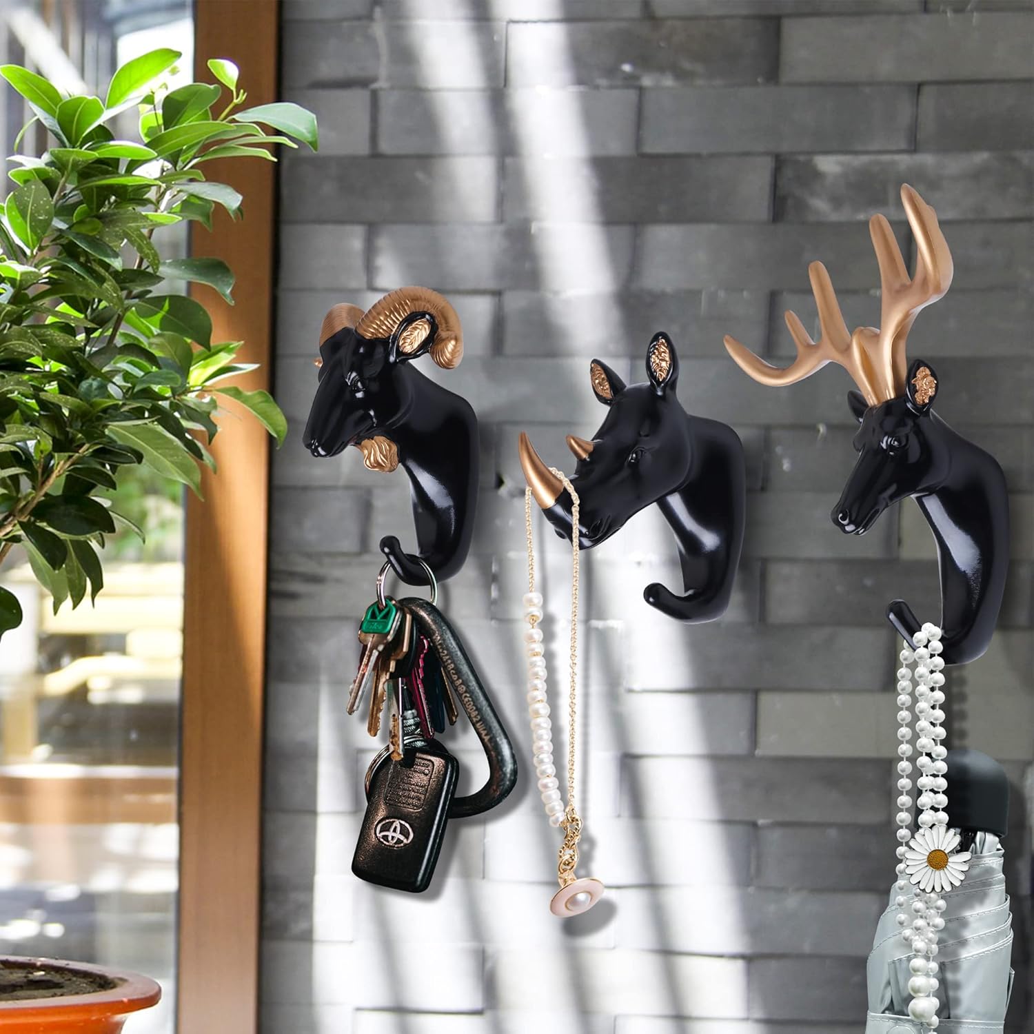 Goetland Paquete de 6 ganchos creativos de pared para colgar abrigos, bolsos, toallas, sombreros, llaves, animales, para entrada, baño, elefante,